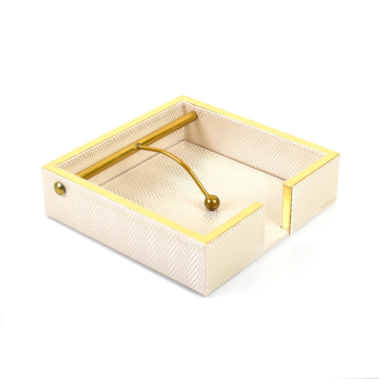 Leatherette Weight Tissue Holder | White Gold | Hamilton Ichkan