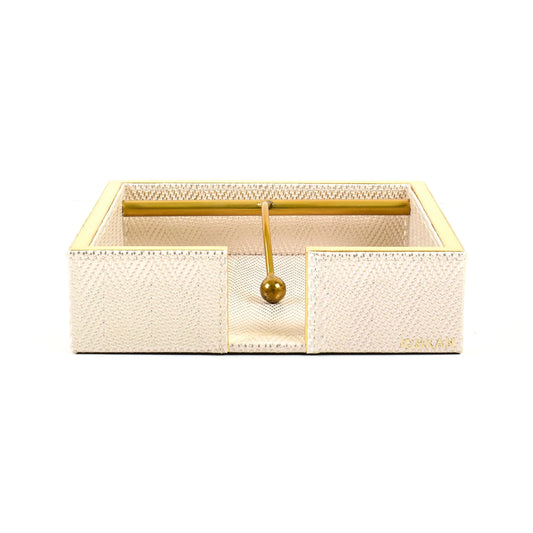 Leatherette Weight Tissue Holder | White Gold | Hamilton Ichkan
