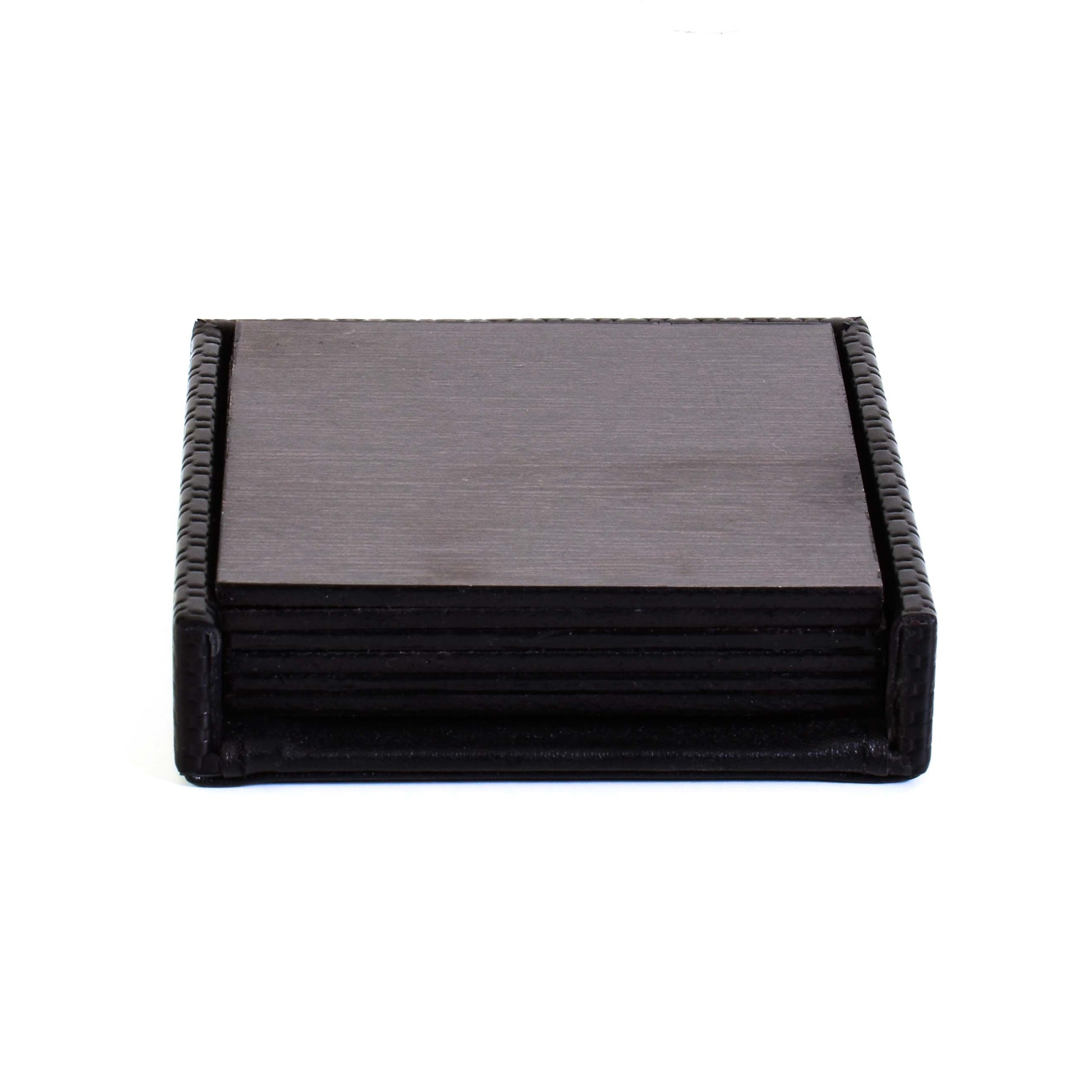 Leatherette Square Coasters Set of 6 | Black | Rubix Ichkan