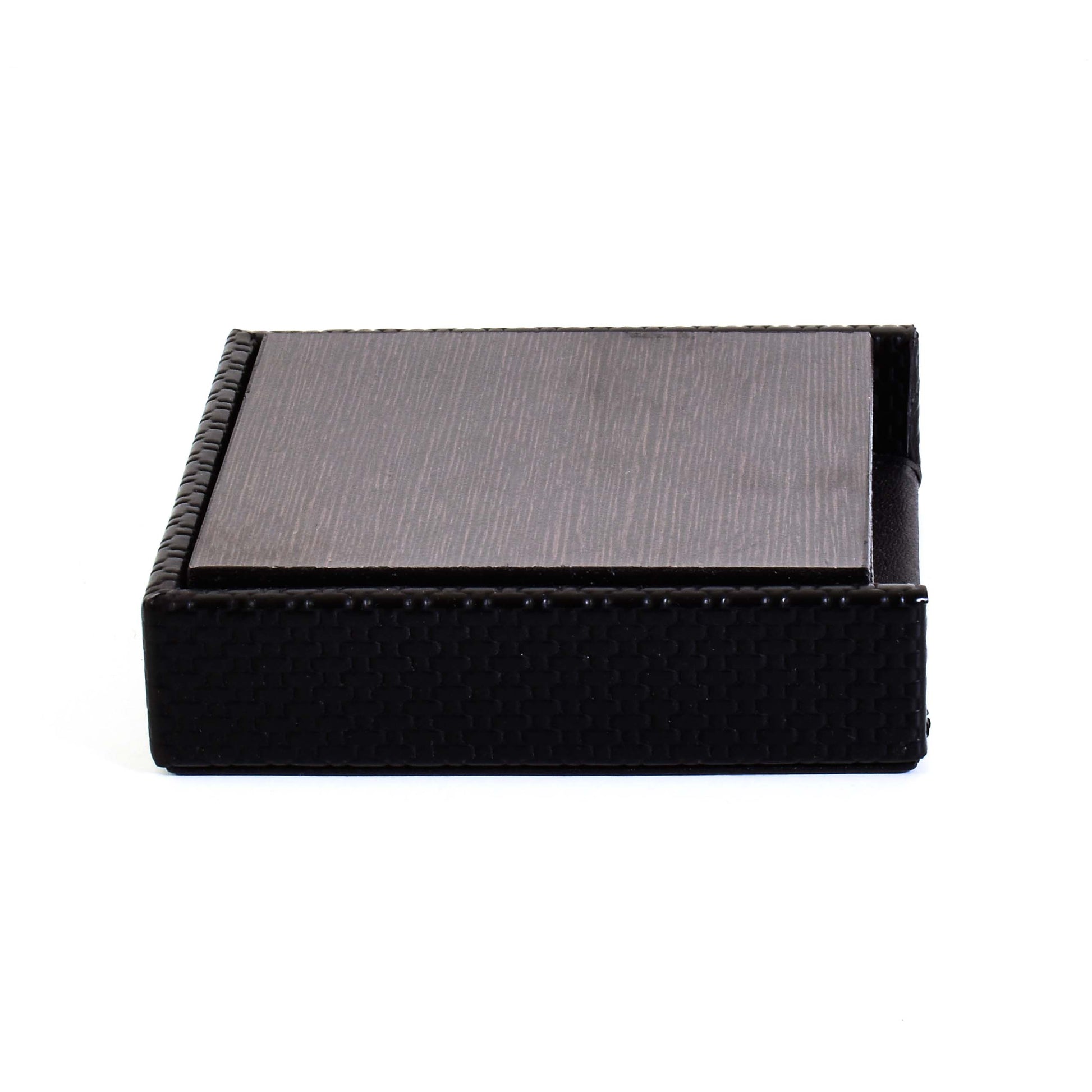 Leatherette Square Coasters Set of 6 | Black | Rubix Ichkan