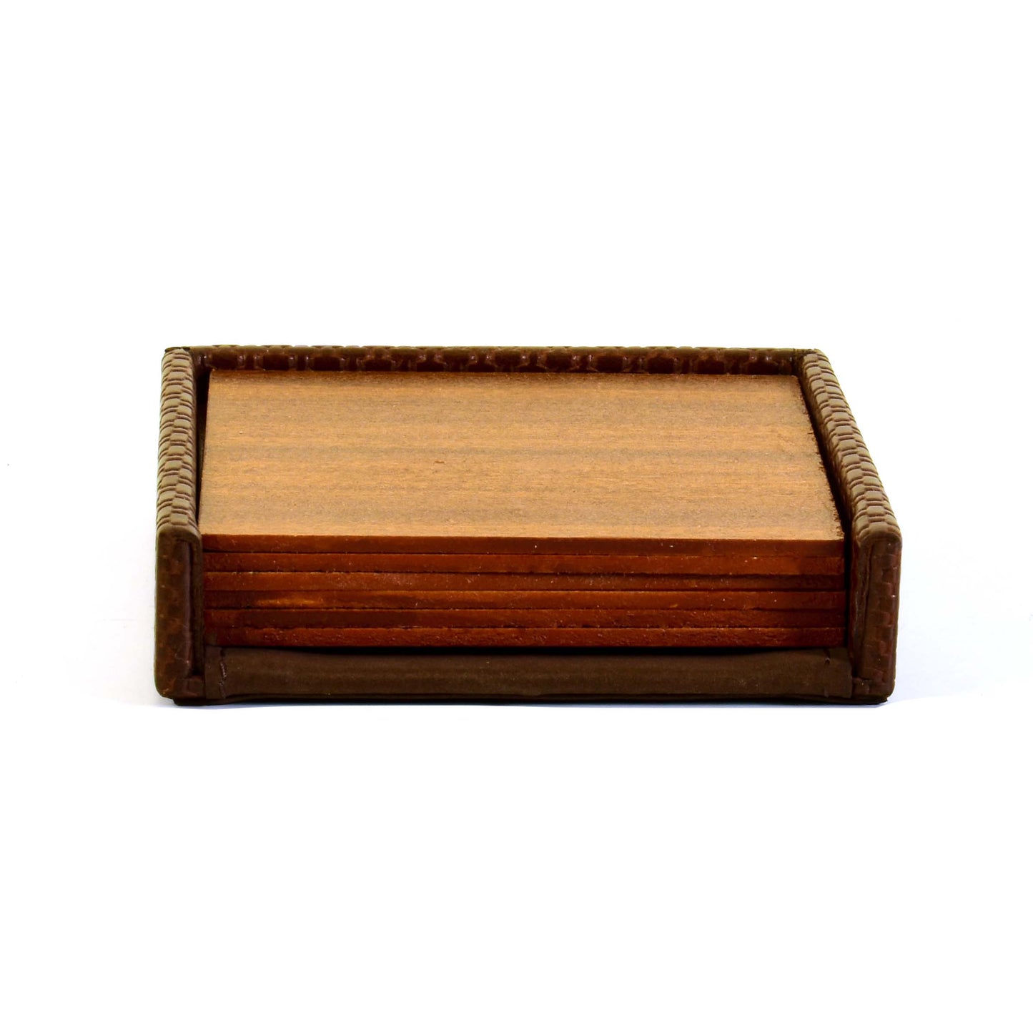 Leatherette Square Coasters Set of 6 | Brown | Rubix Ichkan