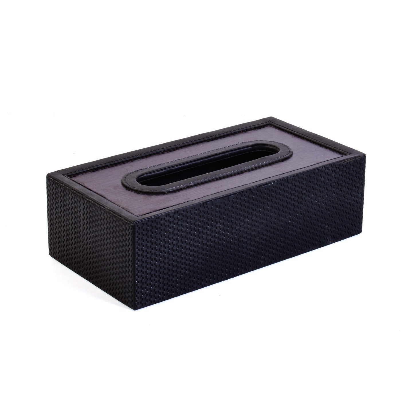 Leatherette Rectangle Tissue Box Holder | Black | Rubix Ichkan
