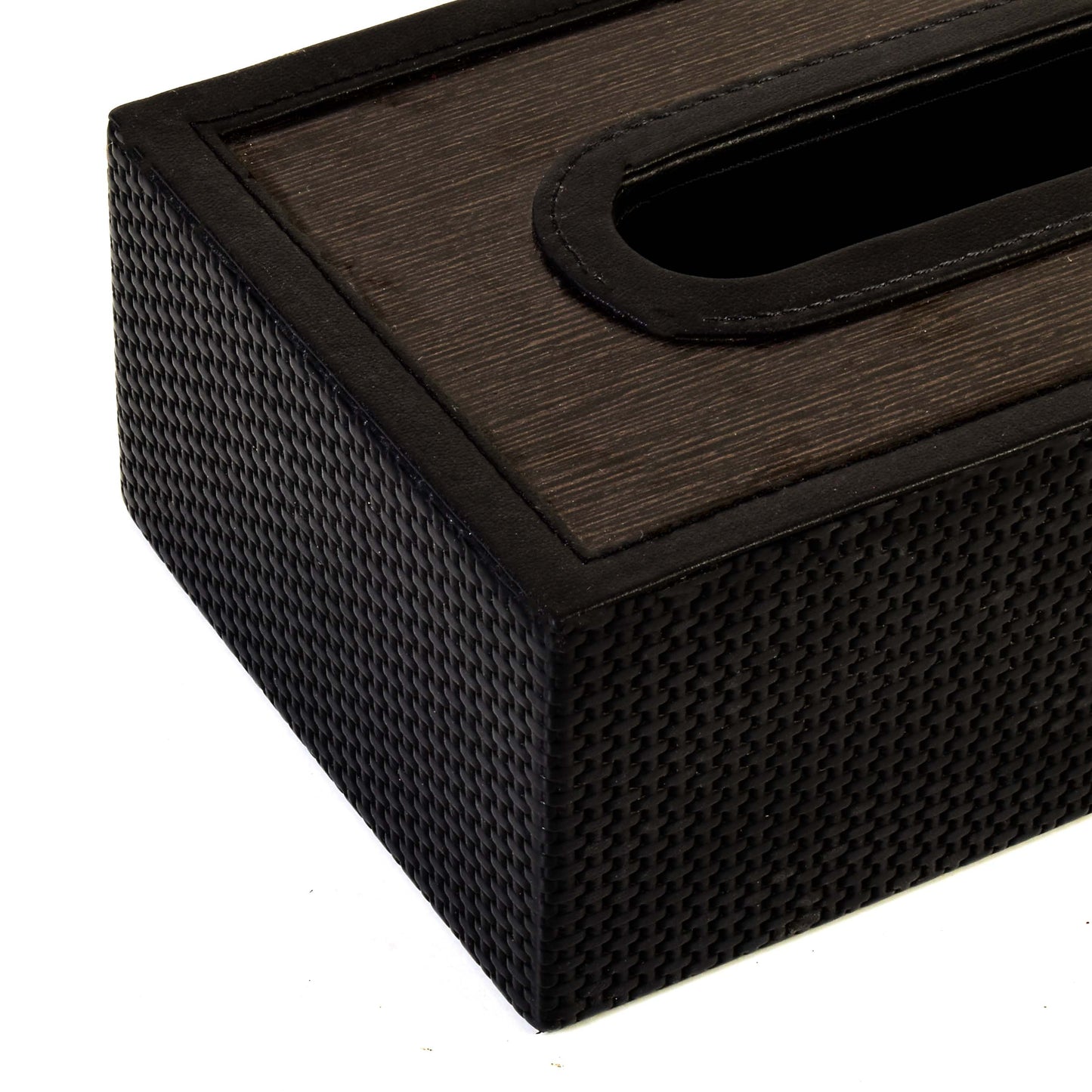 Leatherette Rectangle Tissue Box Holder | Black | Rubix Ichkan