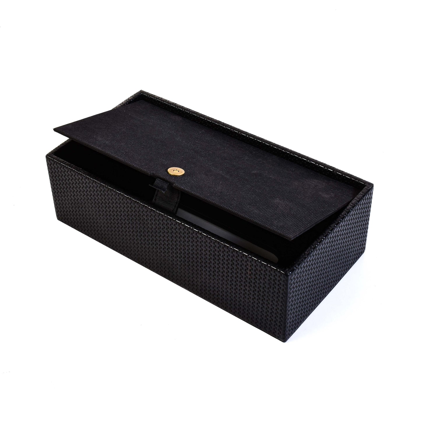 Leatherette Rectangle Tissue Box Holder | Black | Rubix Ichkan