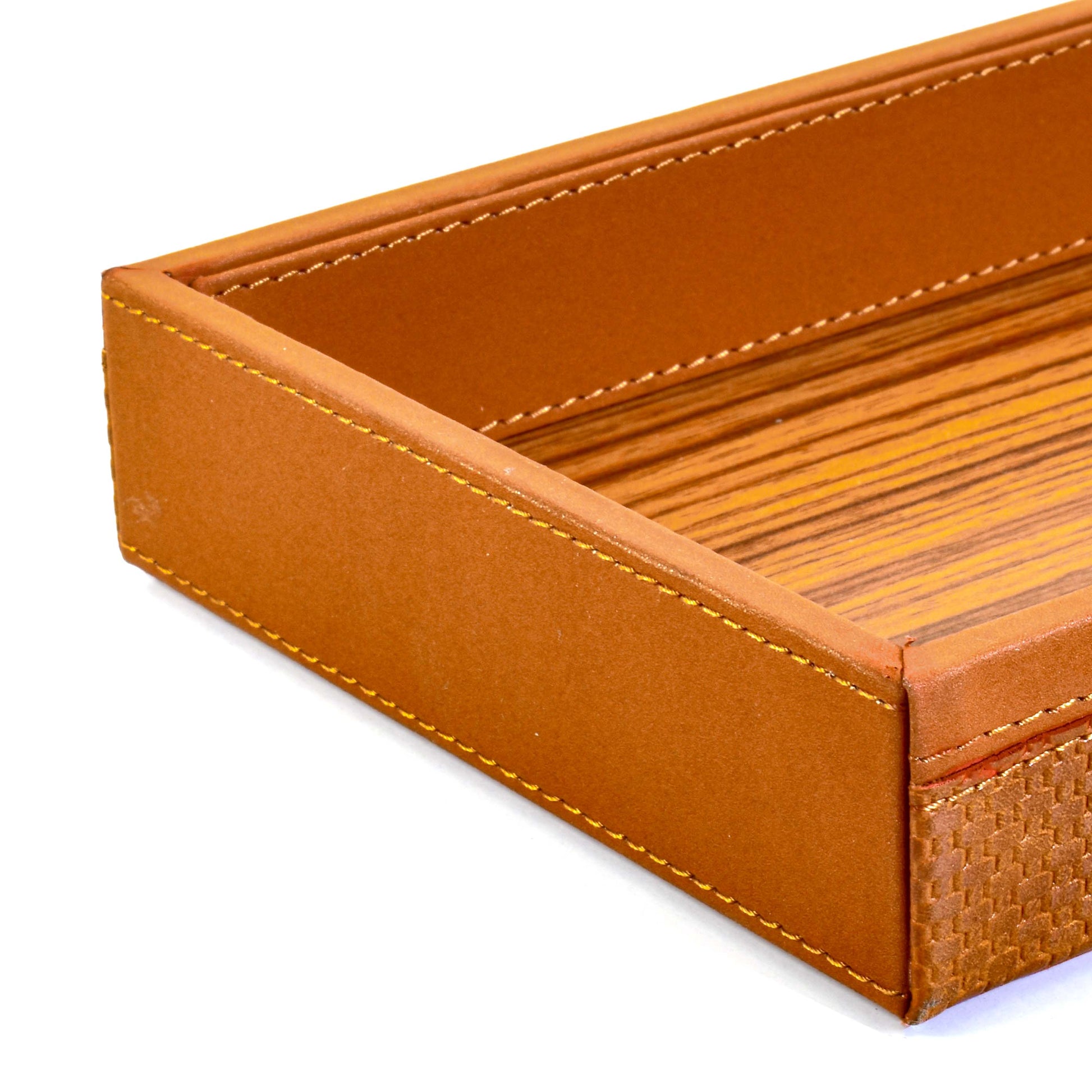 Leatherette Towel/Vanity Tray | Tan | Rubix Ichkan