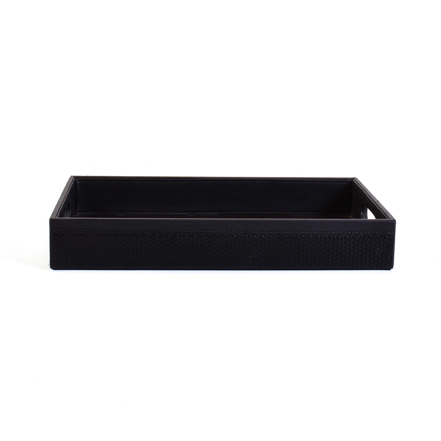 Leatherette Rectangle Serving Tray Large | Black | Rubix Ichkan
