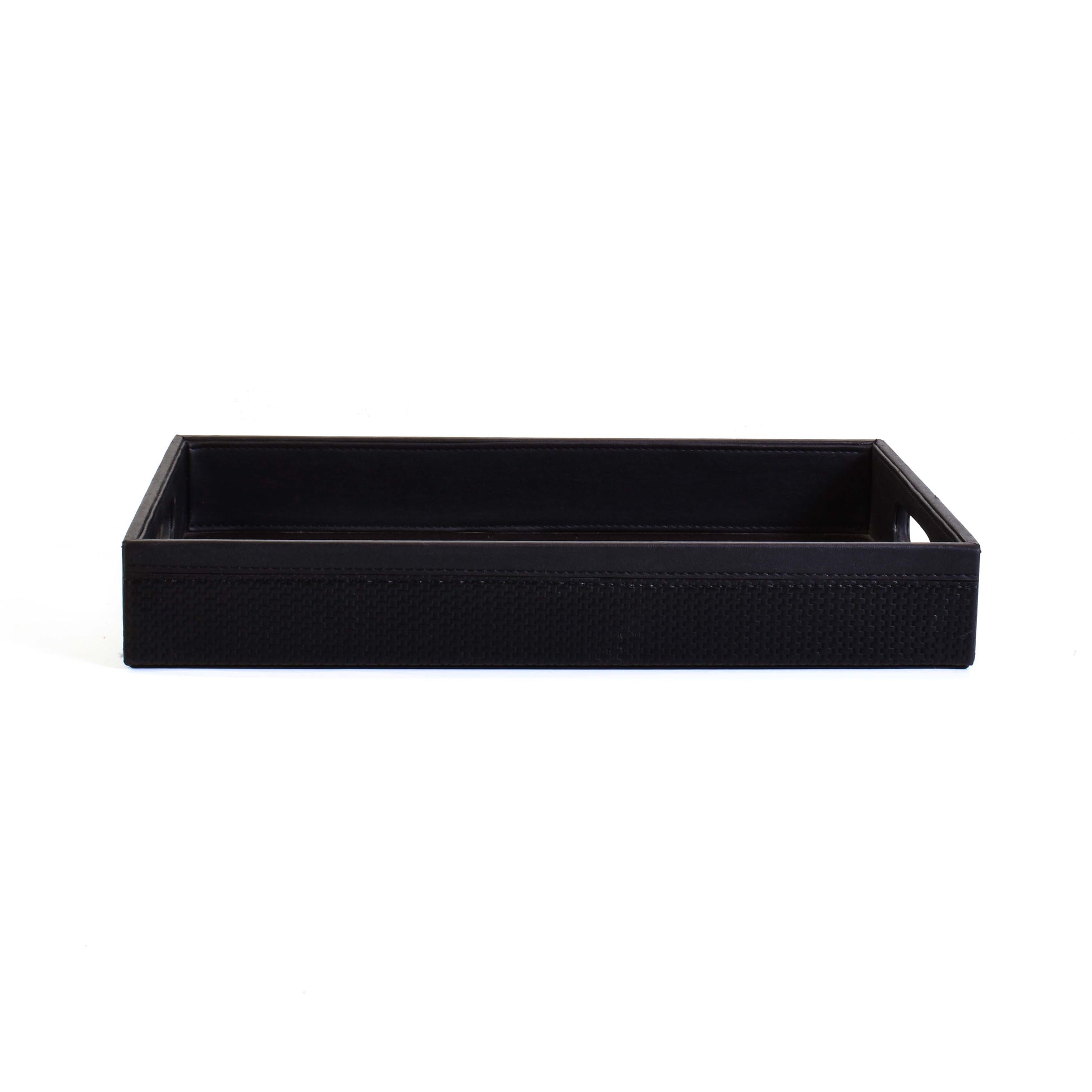 Leatherette Rectangle Serving Tray Large | Black | Rubix Ichkan