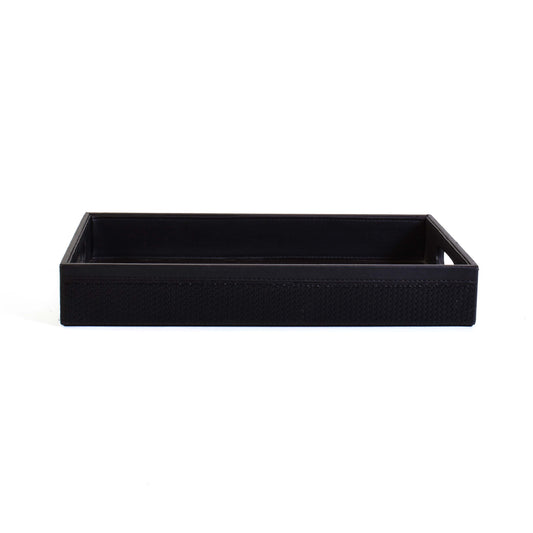 Leatherette Rectangle Serving Tray Large | Black | Rubix Ichkan