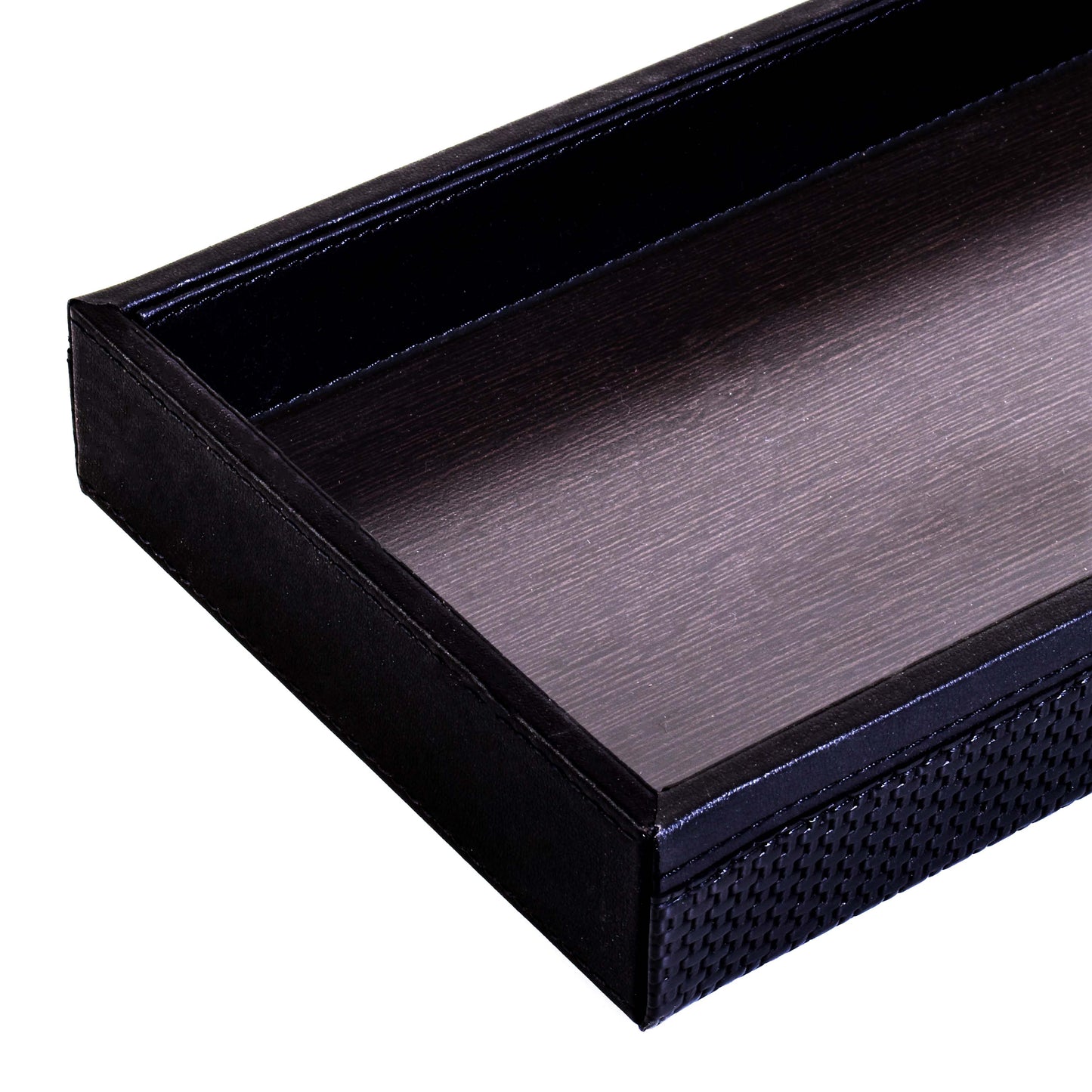 Leatherette Rectangle Serving Tray Small | Black | Rubix Ichkan