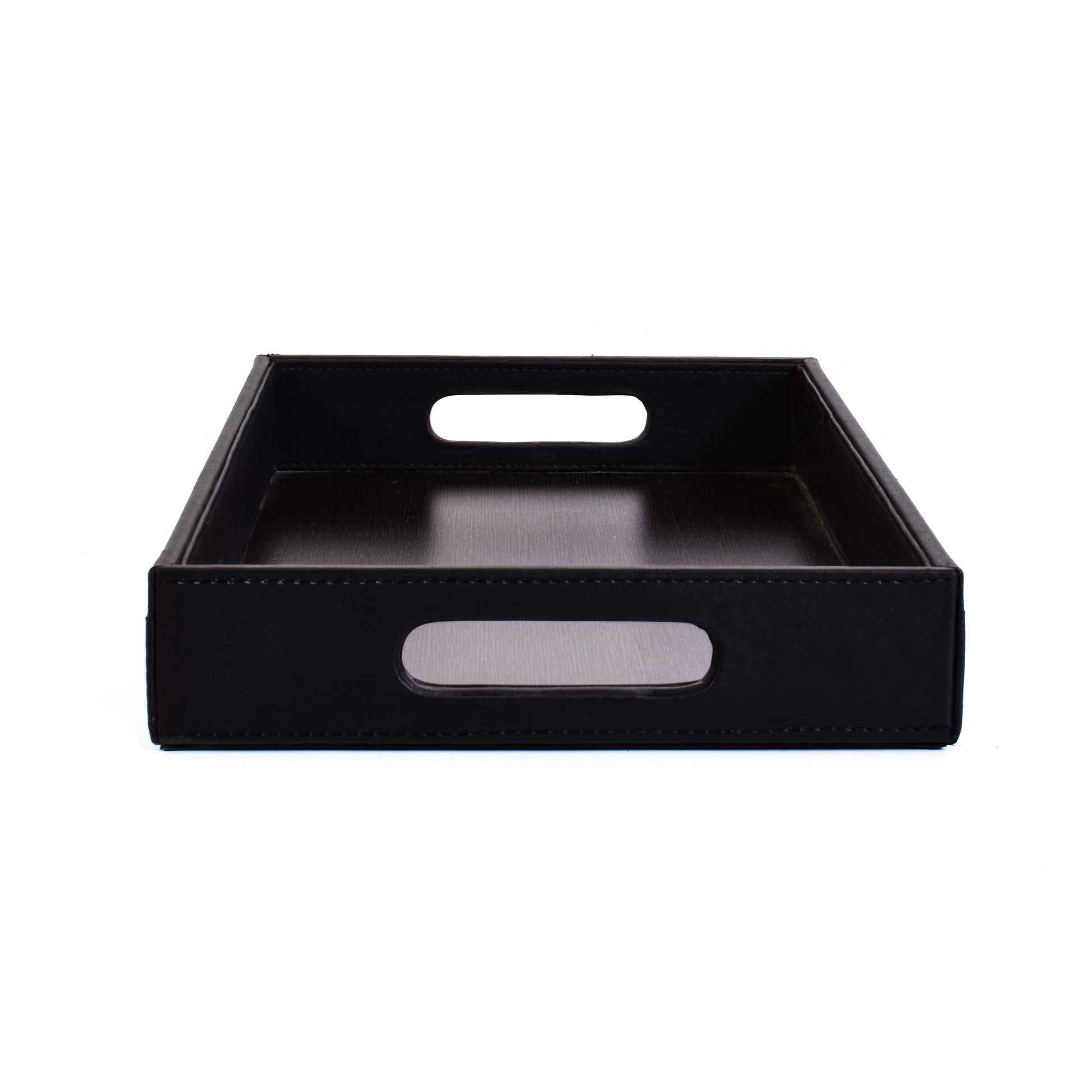 Leatherette Rectangle Serving Tray Large | Black | Rubix Ichkan