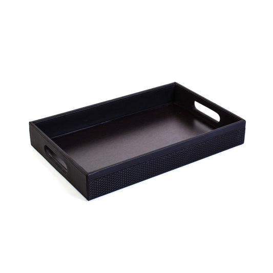Leatherette Rectangle Serving Tray Small | Black | Rubix Ichkan