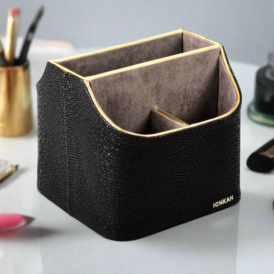 Leatherette Multi-Utility Rotating Holder Organiser | Black | Serpentine Ichkan