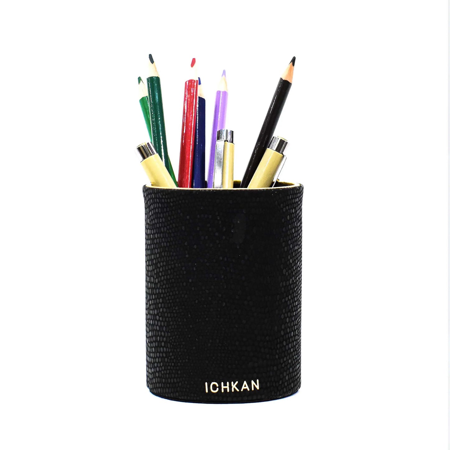 Leatherette Circular Pen/Brush Holder | Black | Serpentine Ichkan