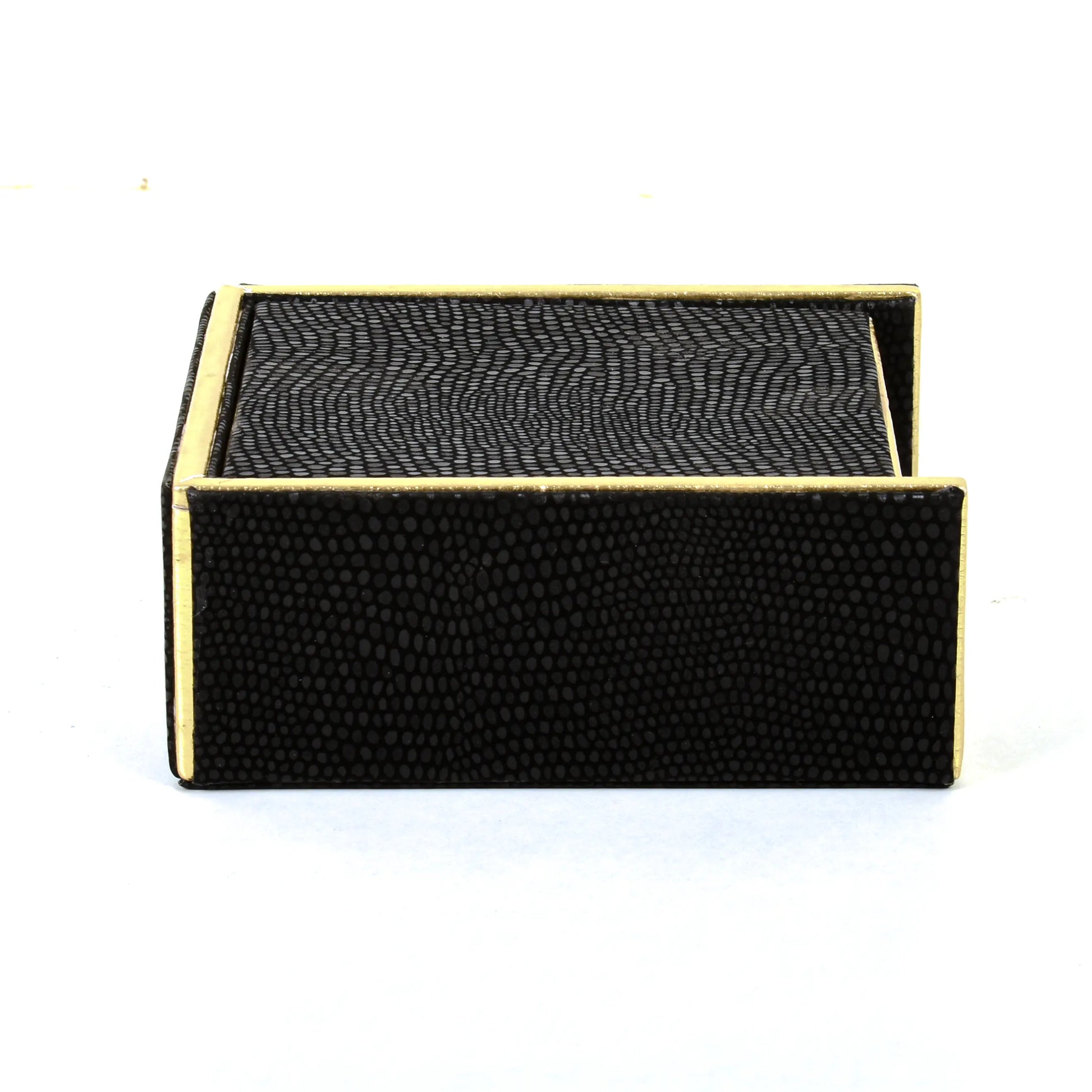 Leatherette Square Coasters Set of 6 | Black | Serpentine Ichkan