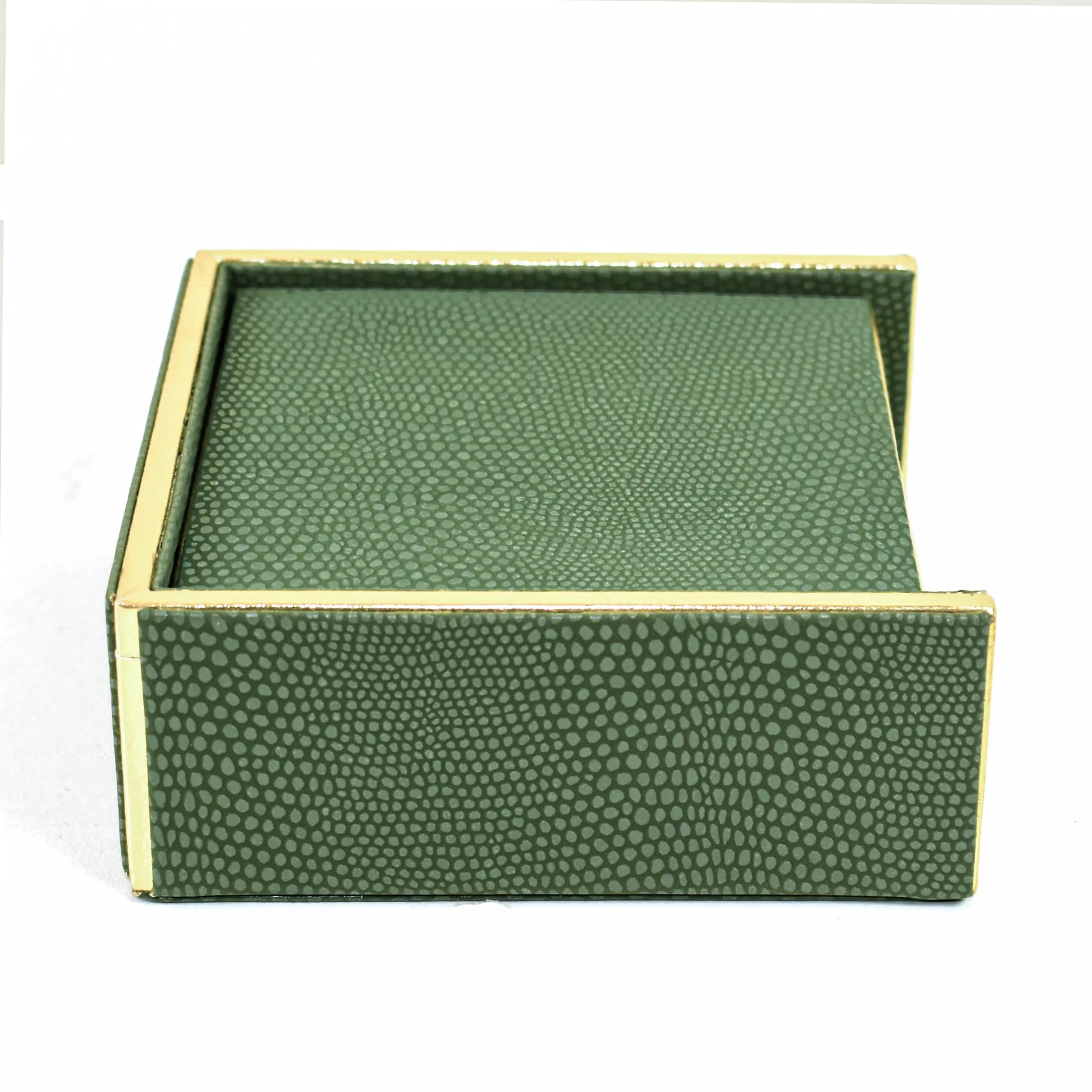 Leatherette Square Coasters Set of 6 | Olive Green | Serpentine Ichkan
