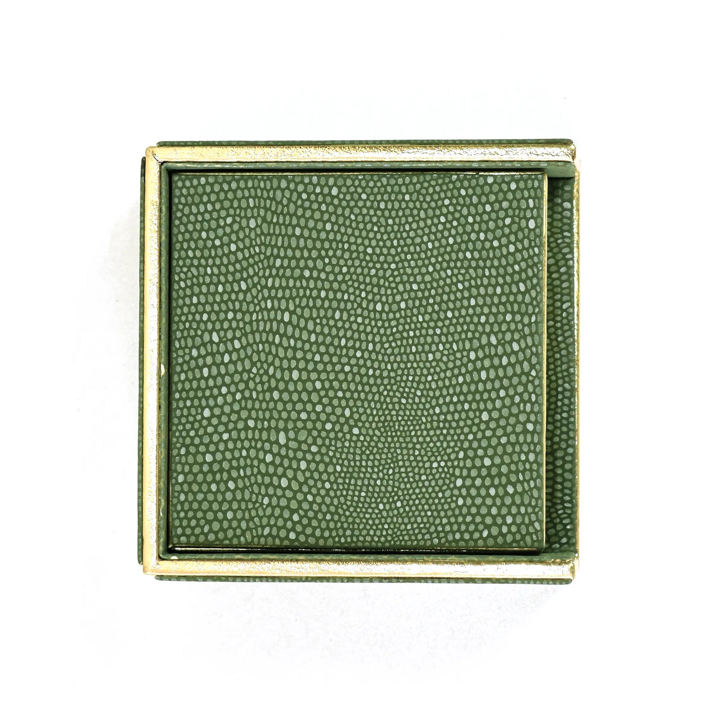 Leatherette Square Coasters Set of 6 | Olive Green | Serpentine Ichkan