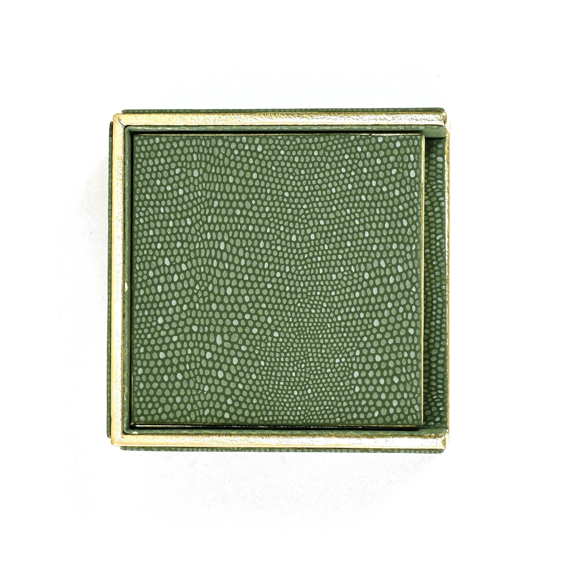 Leatherette Square Coasters Set of 6 | Olive Green | Serpentine Ichkan