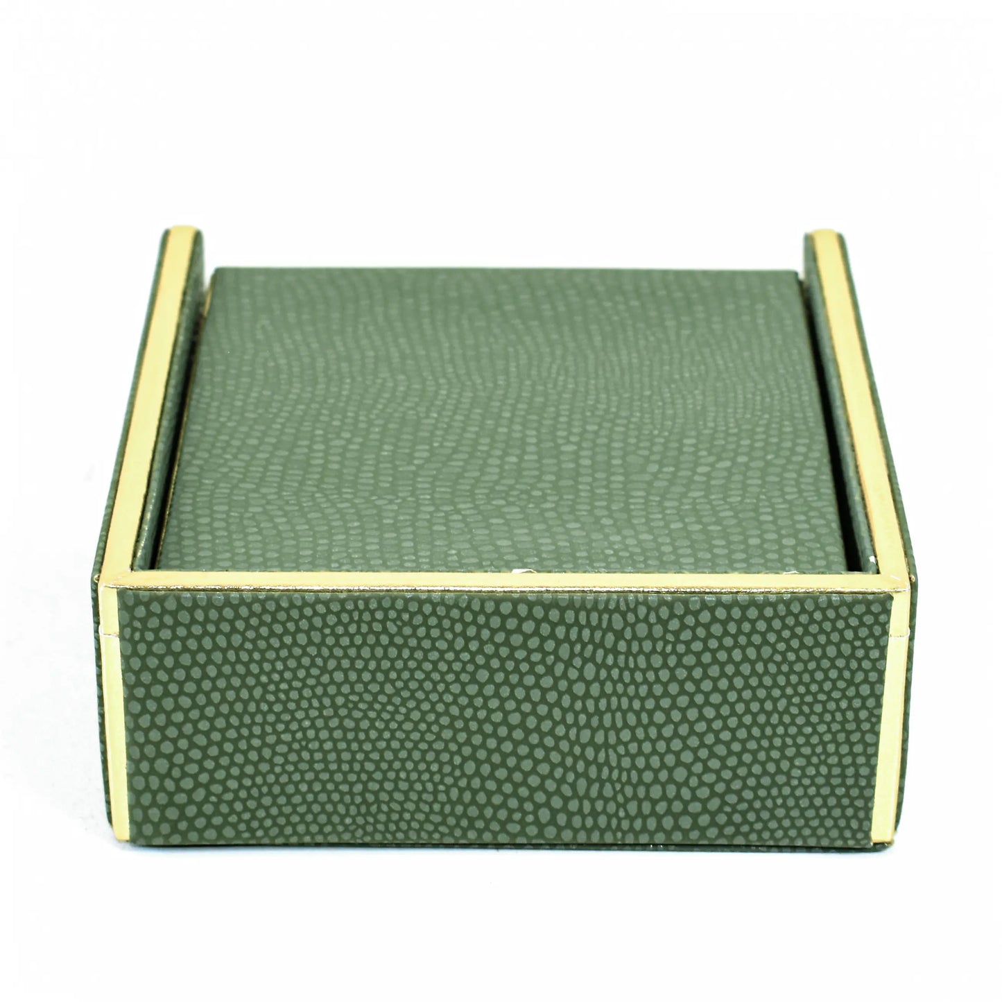 Leatherette Square Coasters Set of 6 | Olive Green | Serpentine Ichkan