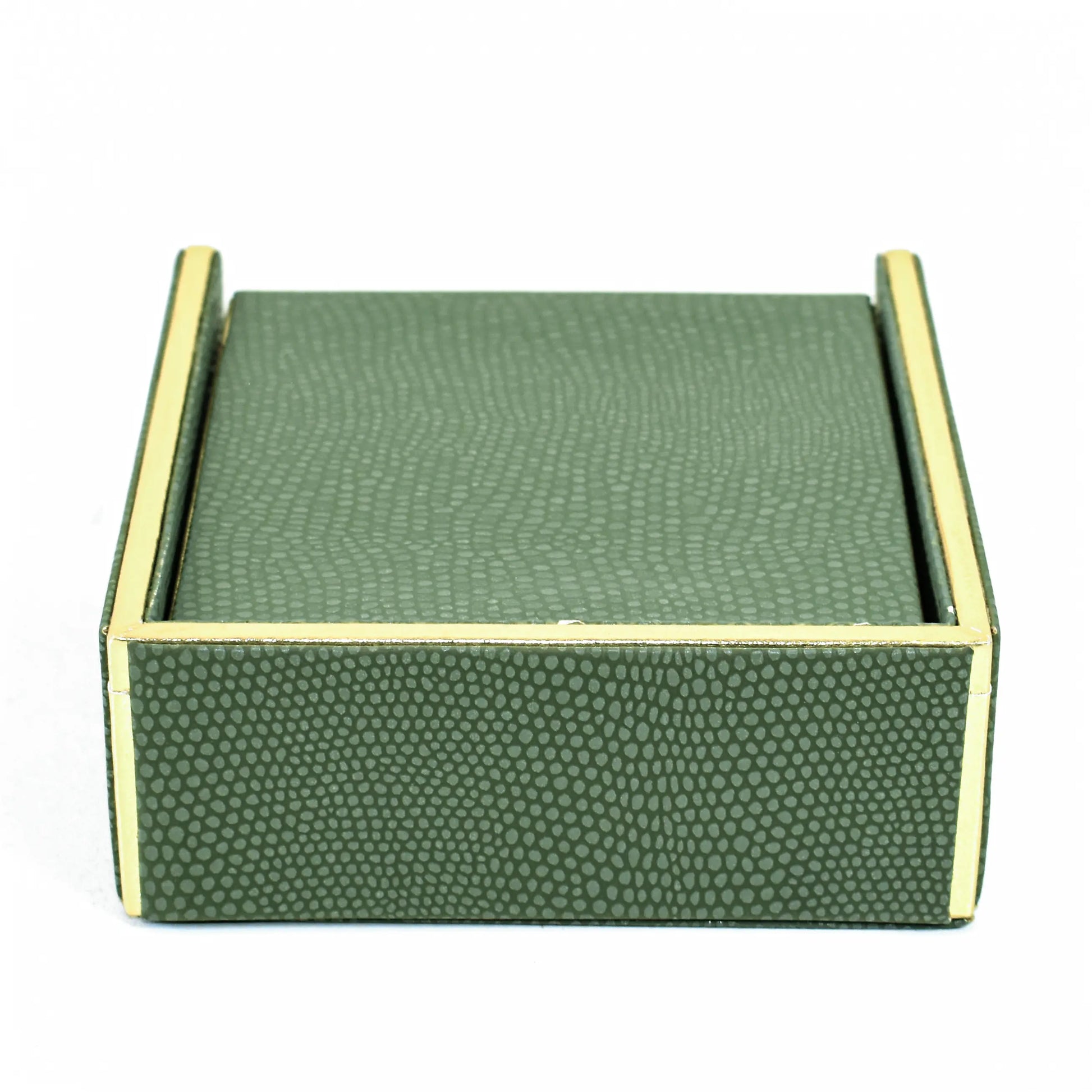 Leatherette Square Coasters Set of 6 | Olive Green | Serpentine Ichkan