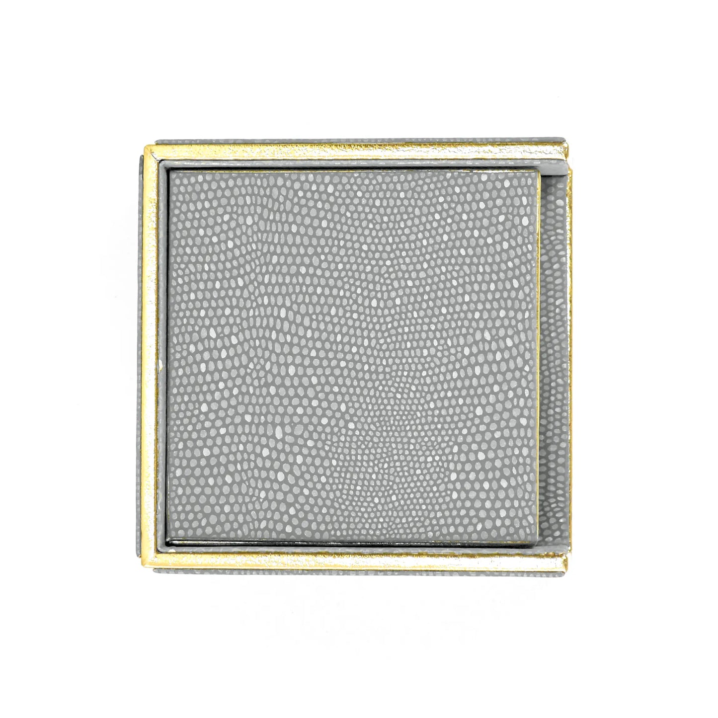 Leatherette Square Coasters Set of 6 | Grey | Serpentine Ichkan