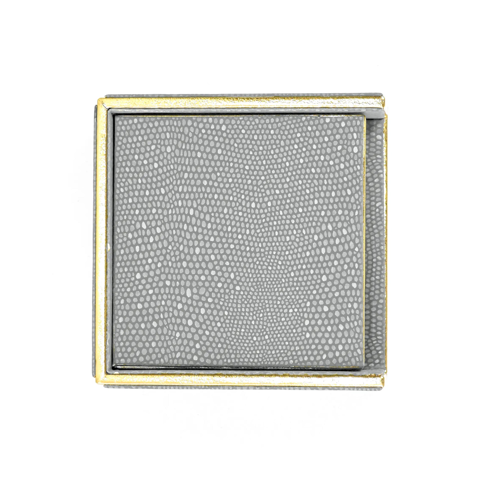 Leatherette Square Coasters Set of 6 | Grey | Serpentine Ichkan
