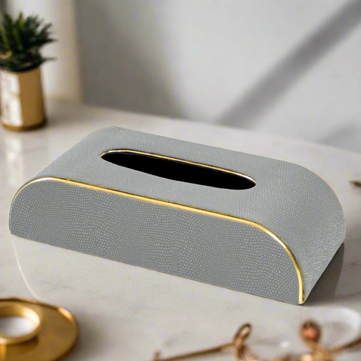 Leatherette Curve Tissue Holder | Grey | Serpentine Ichkan