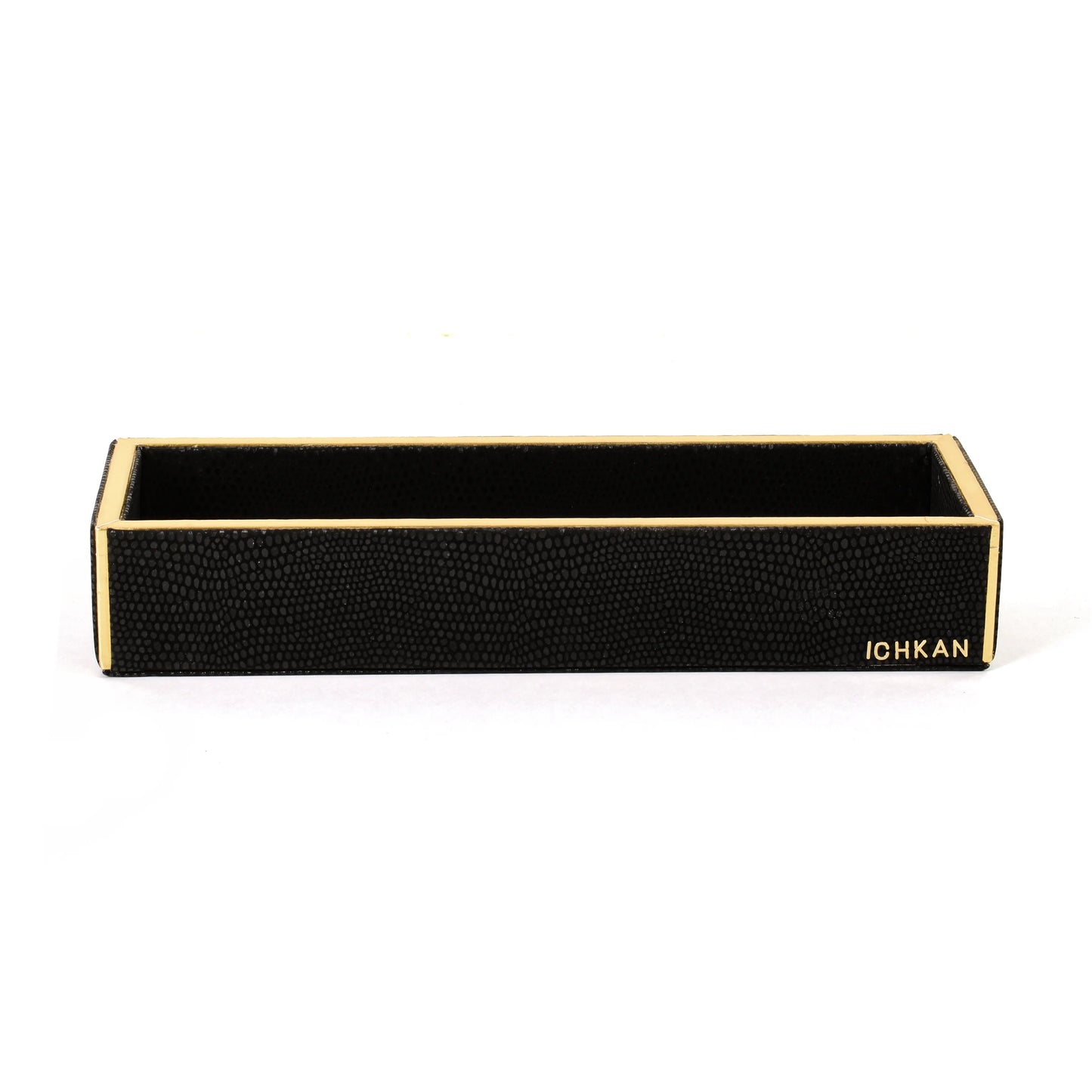 Leatherette Rectangle Long Cutlery Tray | Black | Serpentine Ichkan