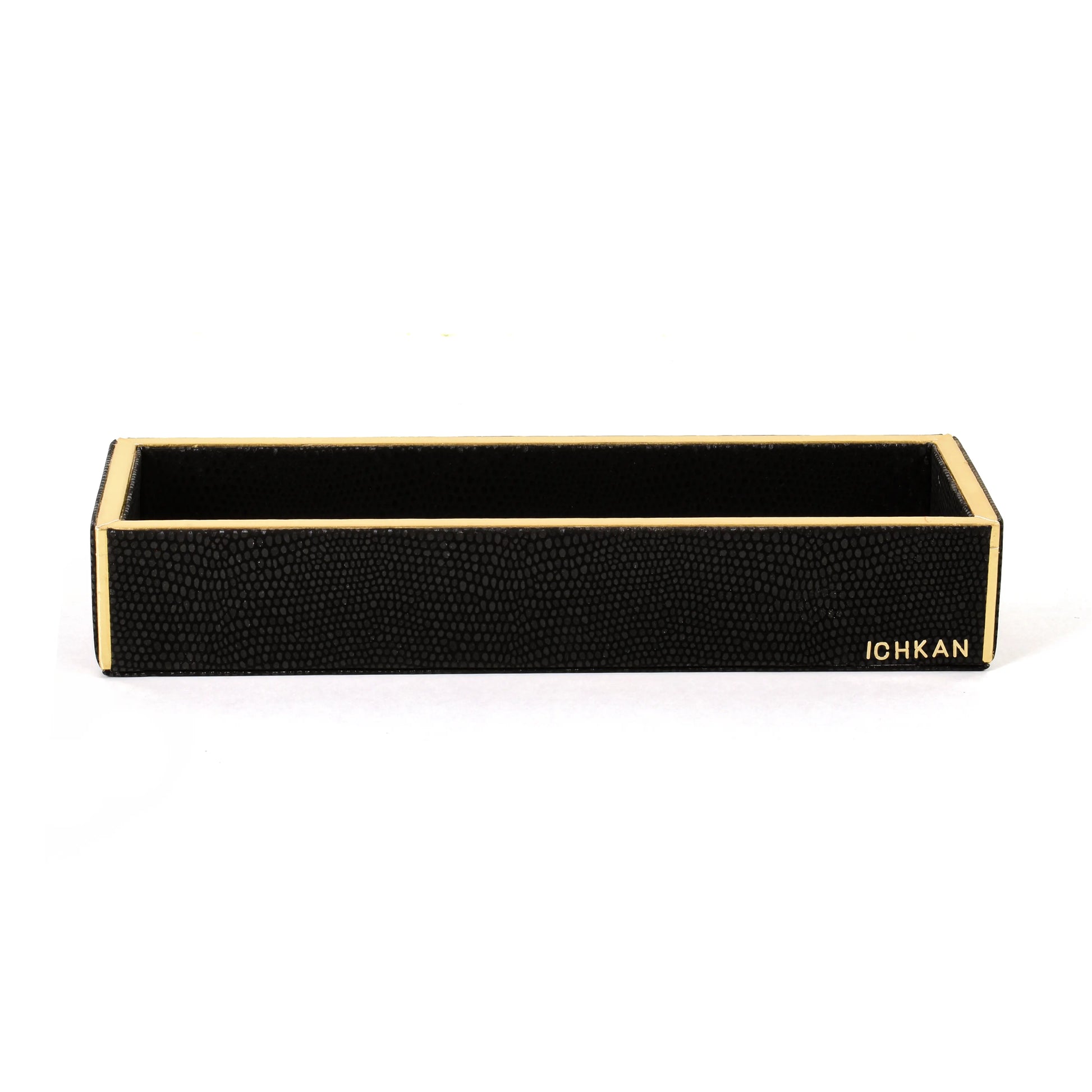 Leatherette Rectangle Long Cutlery Tray | Black | Serpentine Ichkan