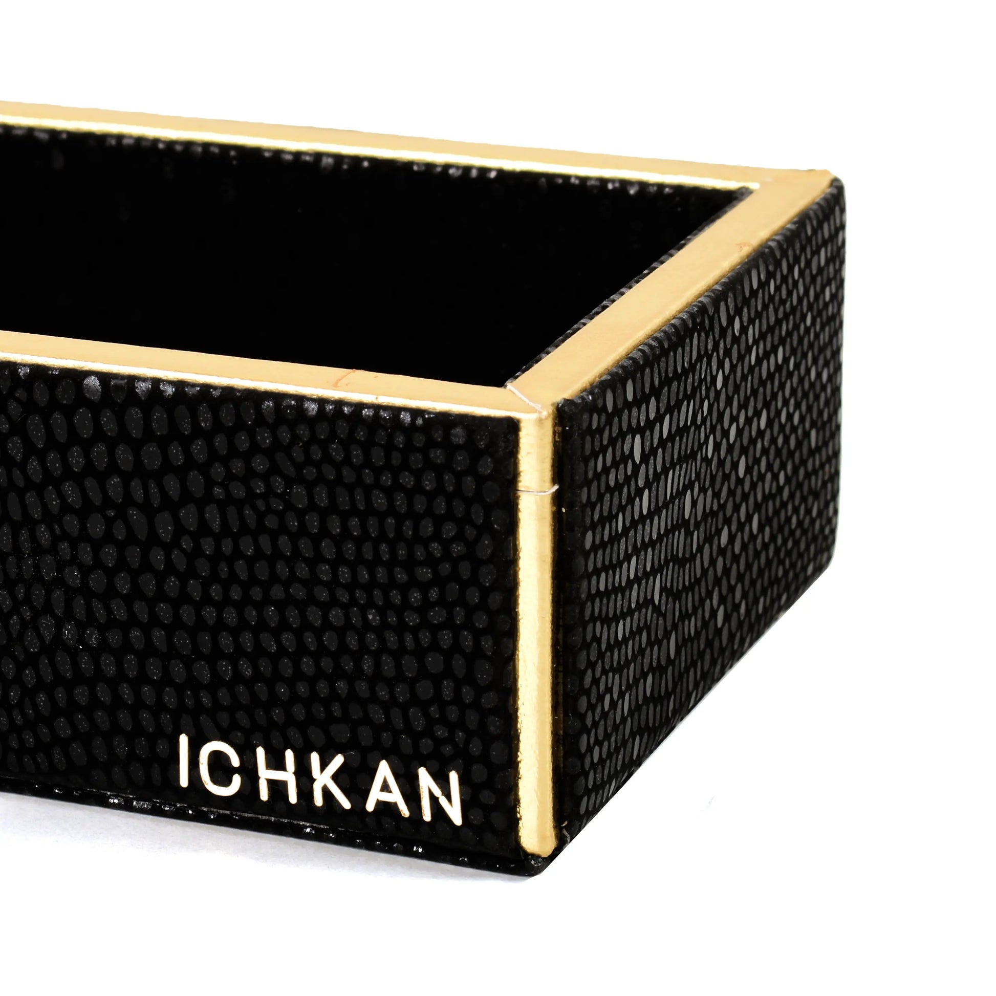 Leatherette Rectangle Long Cutlery Tray | Black | Serpentine Ichkan