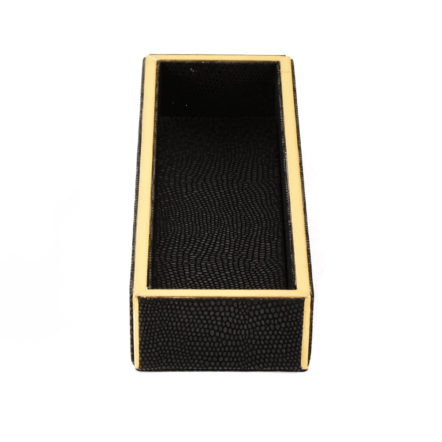 Leatherette Rectangle Long Cutlery Tray | Black | Serpentine Ichkan