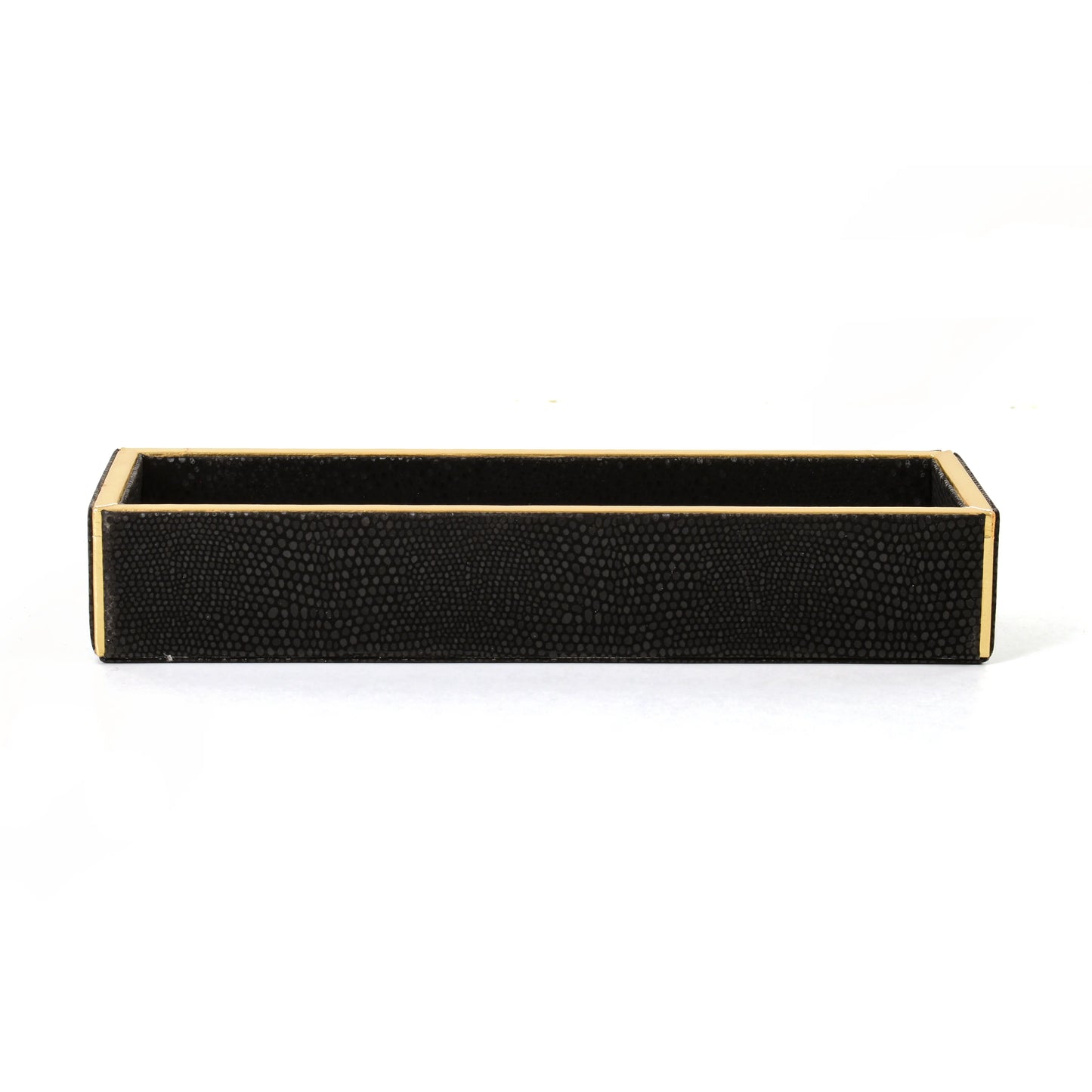 Leatherette Rectangle Long Cutlery Tray | Black | Serpentine Ichkan