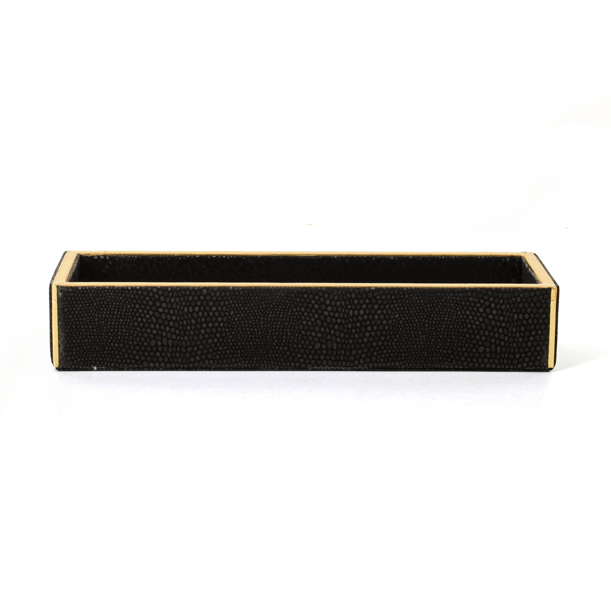 Leatherette Rectangle Long Cutlery Tray | Black | Serpentine Ichkan