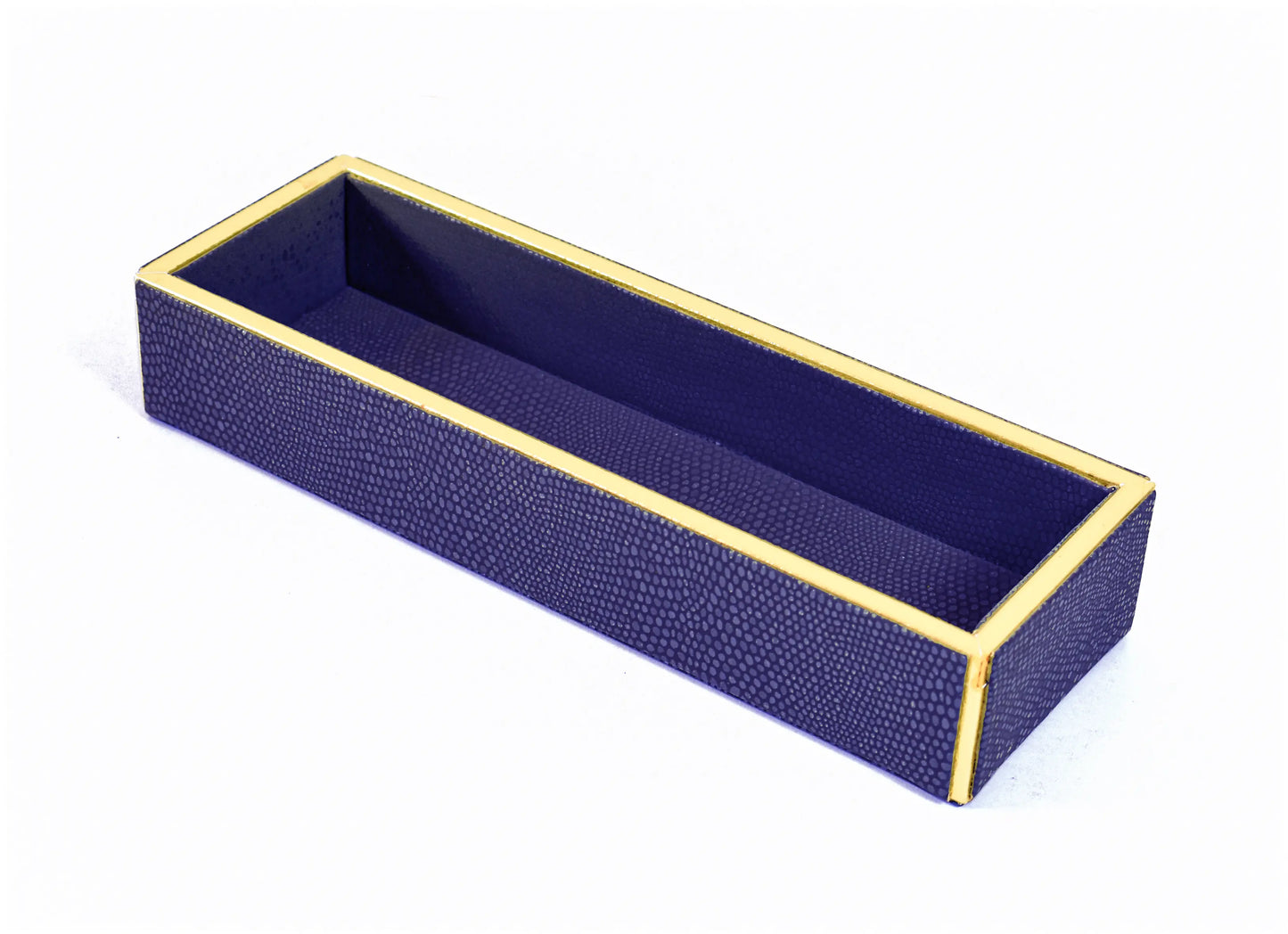 Leatherette Rectangle Long Cutlery Tray | Blue | Serpentine Ichkan