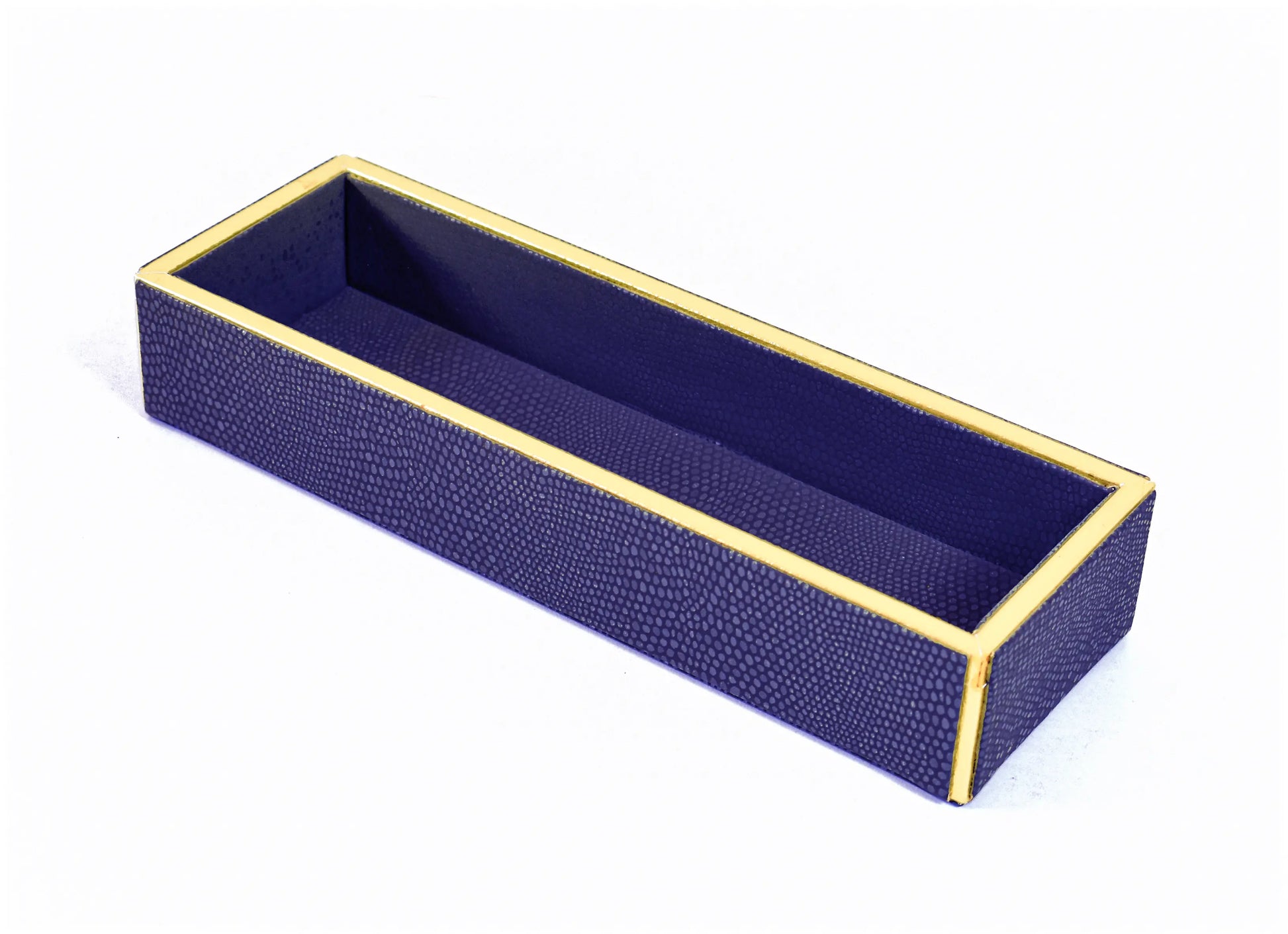 Leatherette Rectangle Long Cutlery Tray | Blue | Serpentine Ichkan