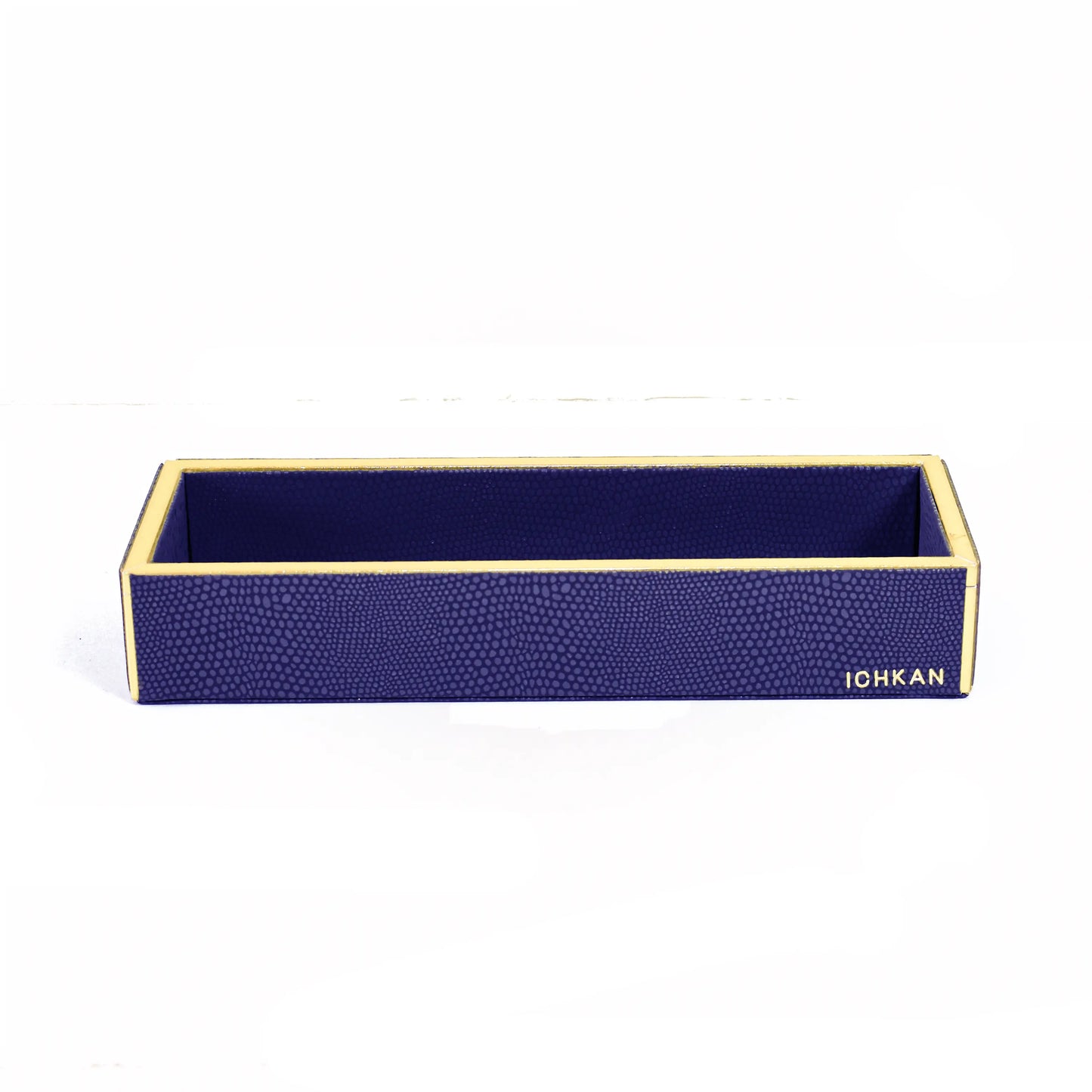 Leatherette Rectangle Long Cutlery Tray | Blue | Serpentine Ichkan