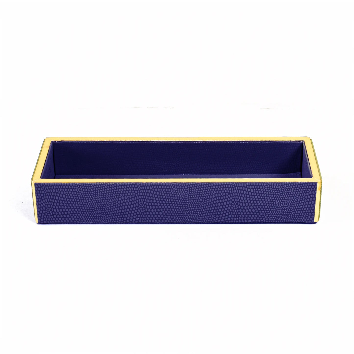 Leatherette Rectangle Long Cutlery Tray | Blue | Serpentine Ichkan
