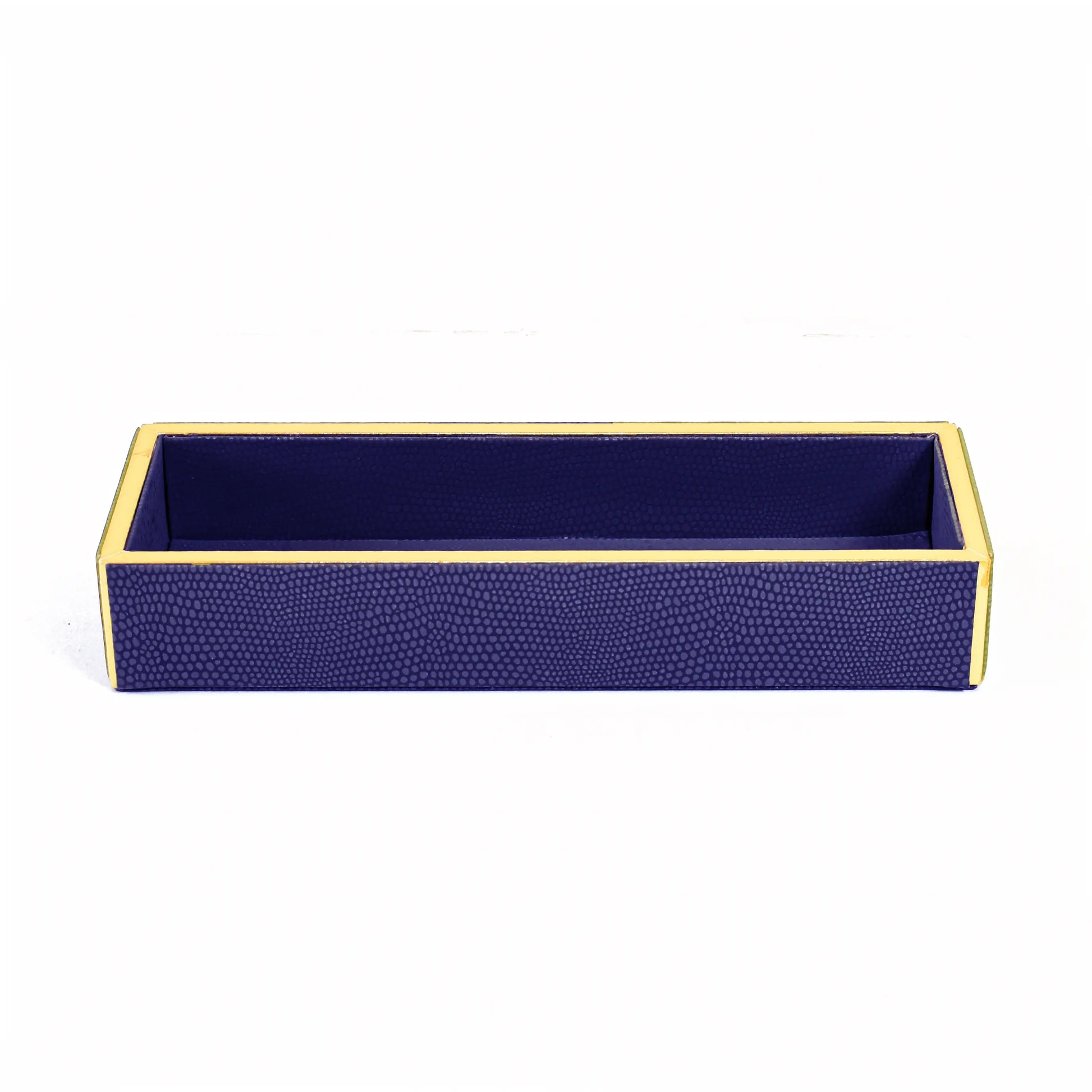 Leatherette Rectangle Long Cutlery Tray | Blue | Serpentine Ichkan