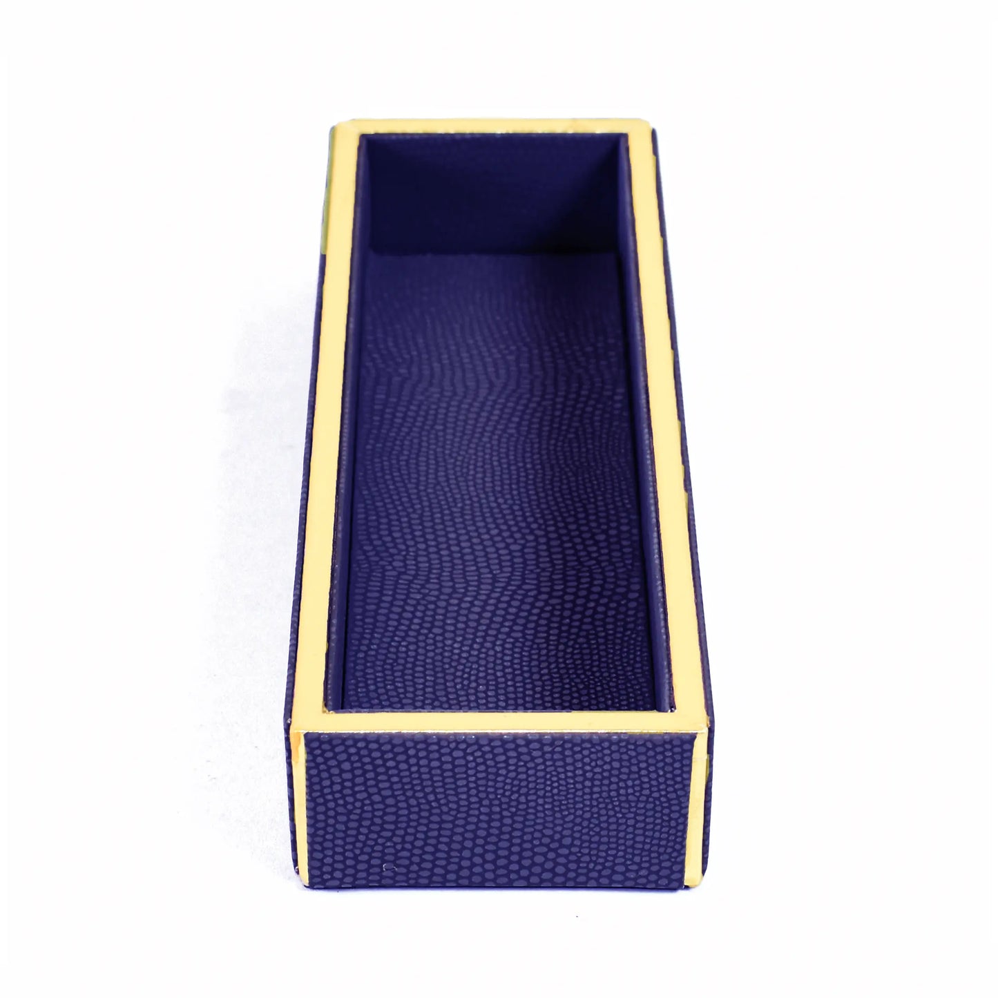 Leatherette Rectangle Long Cutlery Tray | Blue | Serpentine Ichkan