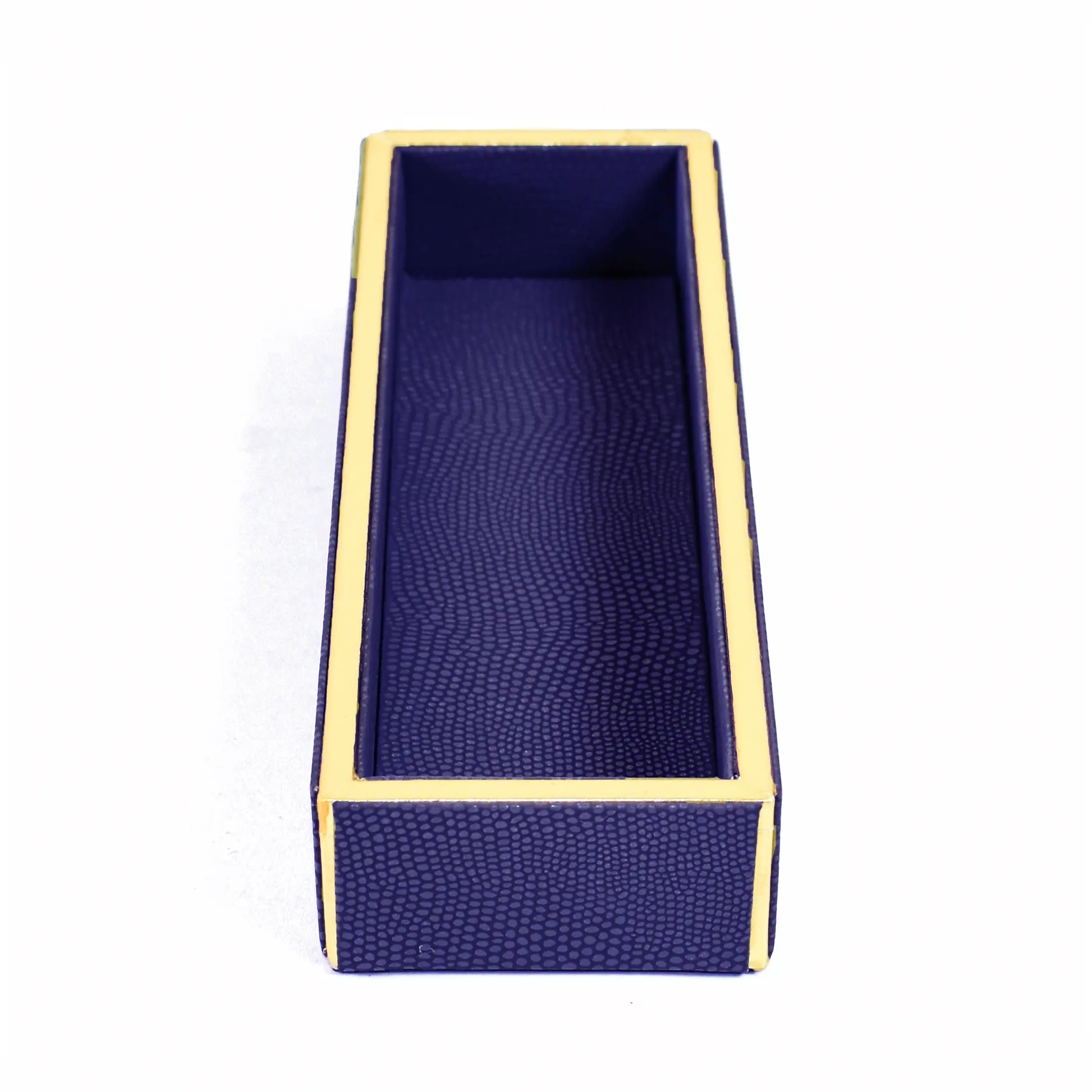 Leatherette Rectangle Long Cutlery Tray | Blue | Serpentine Ichkan