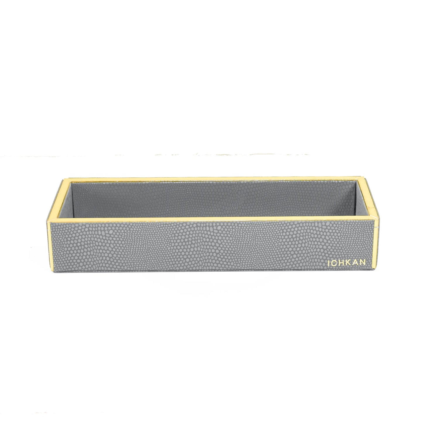 Leatherette Rectangle Long Cutlery Tray | Grey | Serpentine Ichkan