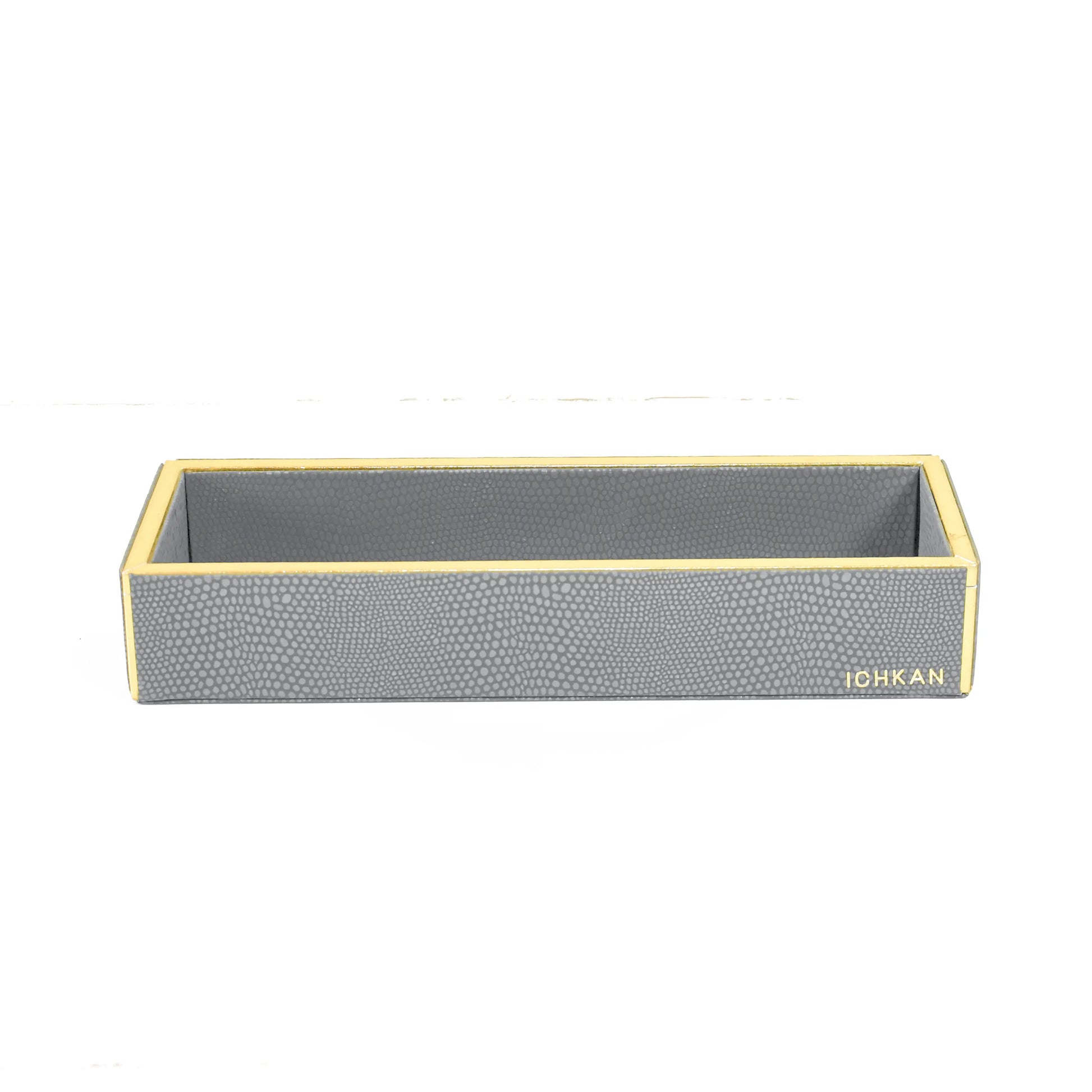 Leatherette Rectangle Long Cutlery Tray | Grey | Serpentine Ichkan