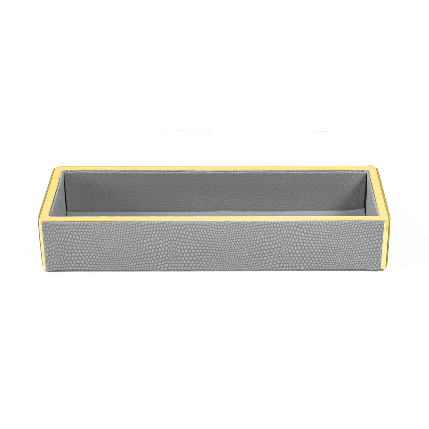 Leatherette Rectangle Long Cutlery Tray | Grey | Serpentine Ichkan