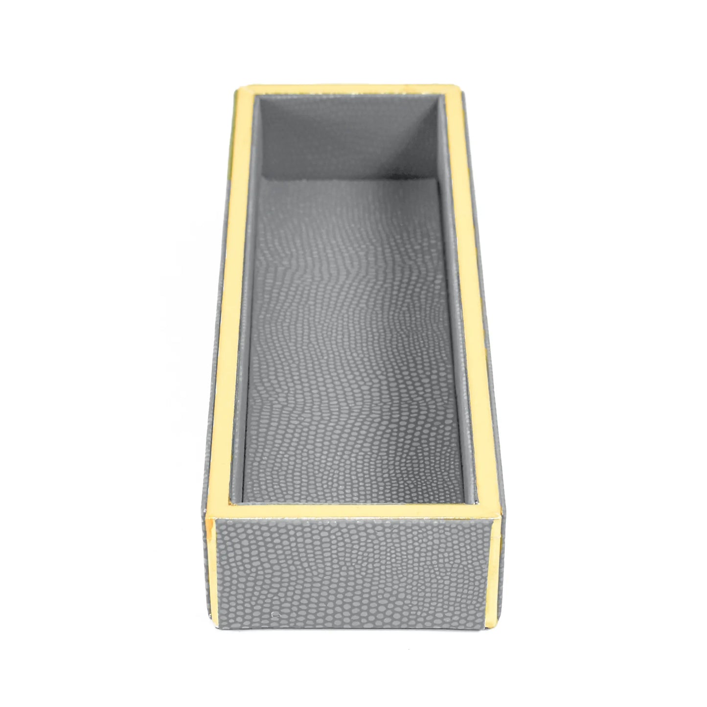 Leatherette Rectangle Long Cutlery Tray | Grey | Serpentine Ichkan