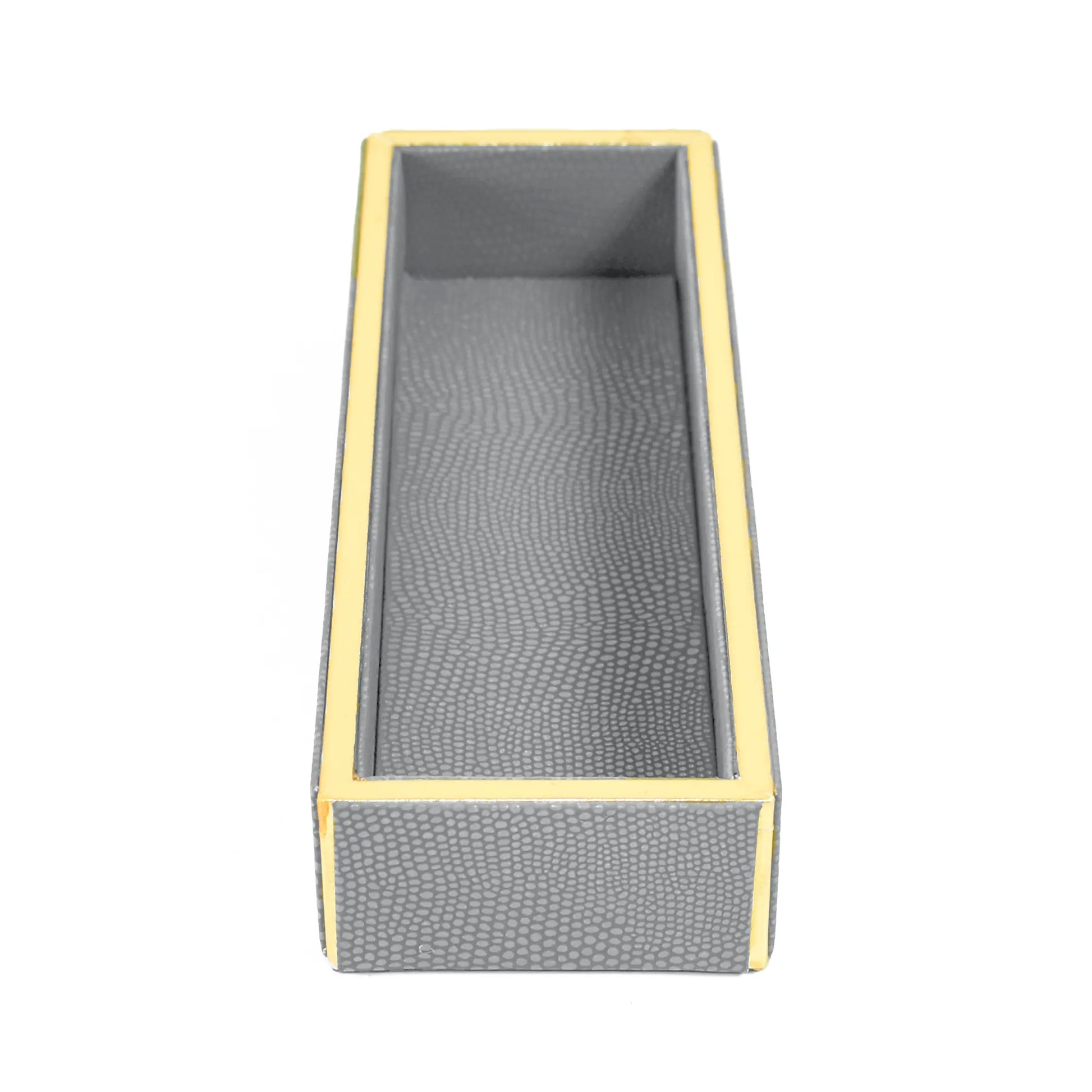 Leatherette Rectangle Long Cutlery Tray | Grey | Serpentine Ichkan
