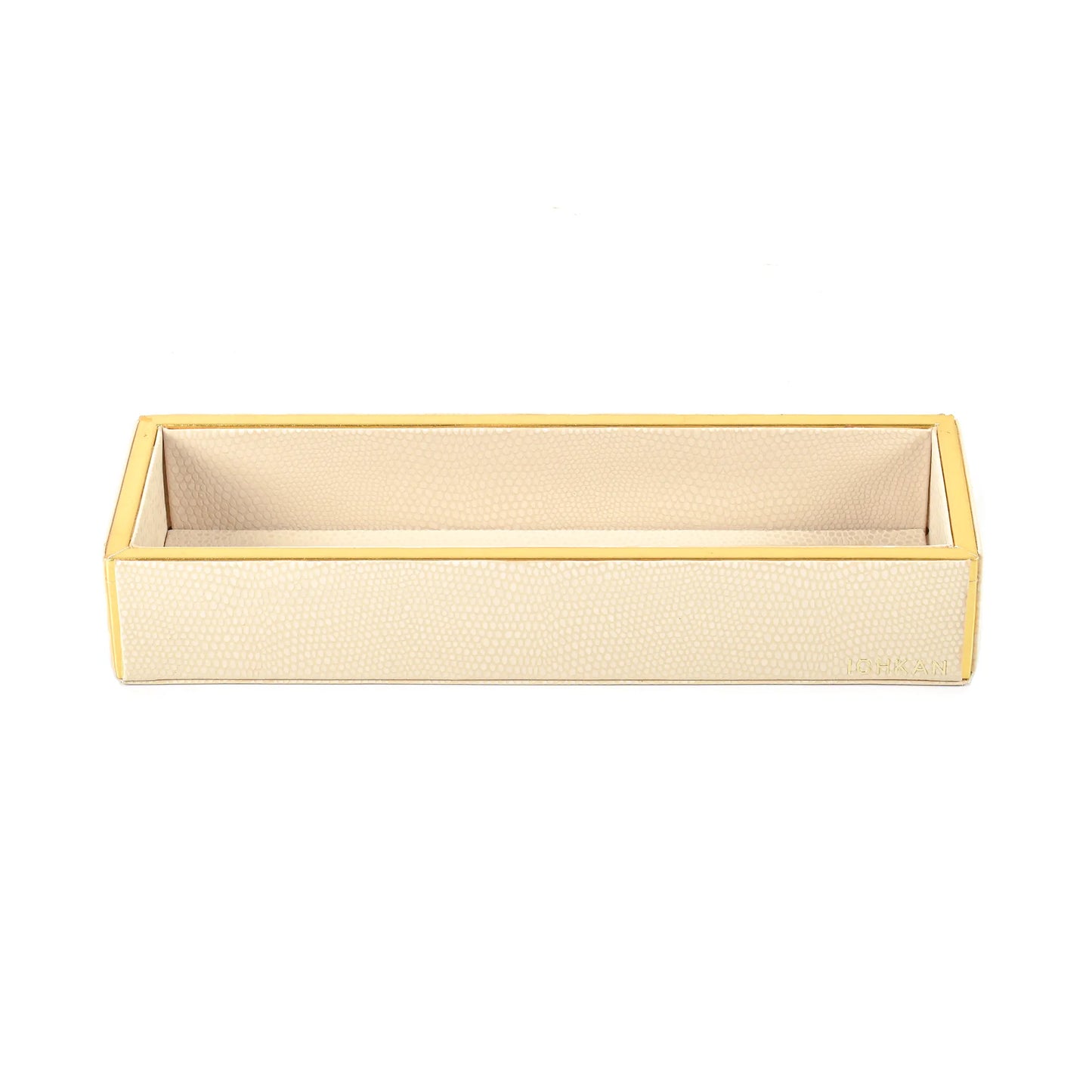Leatherette Rectangle Long Cutlery Tray | Ivory | Serpentine Ichkan