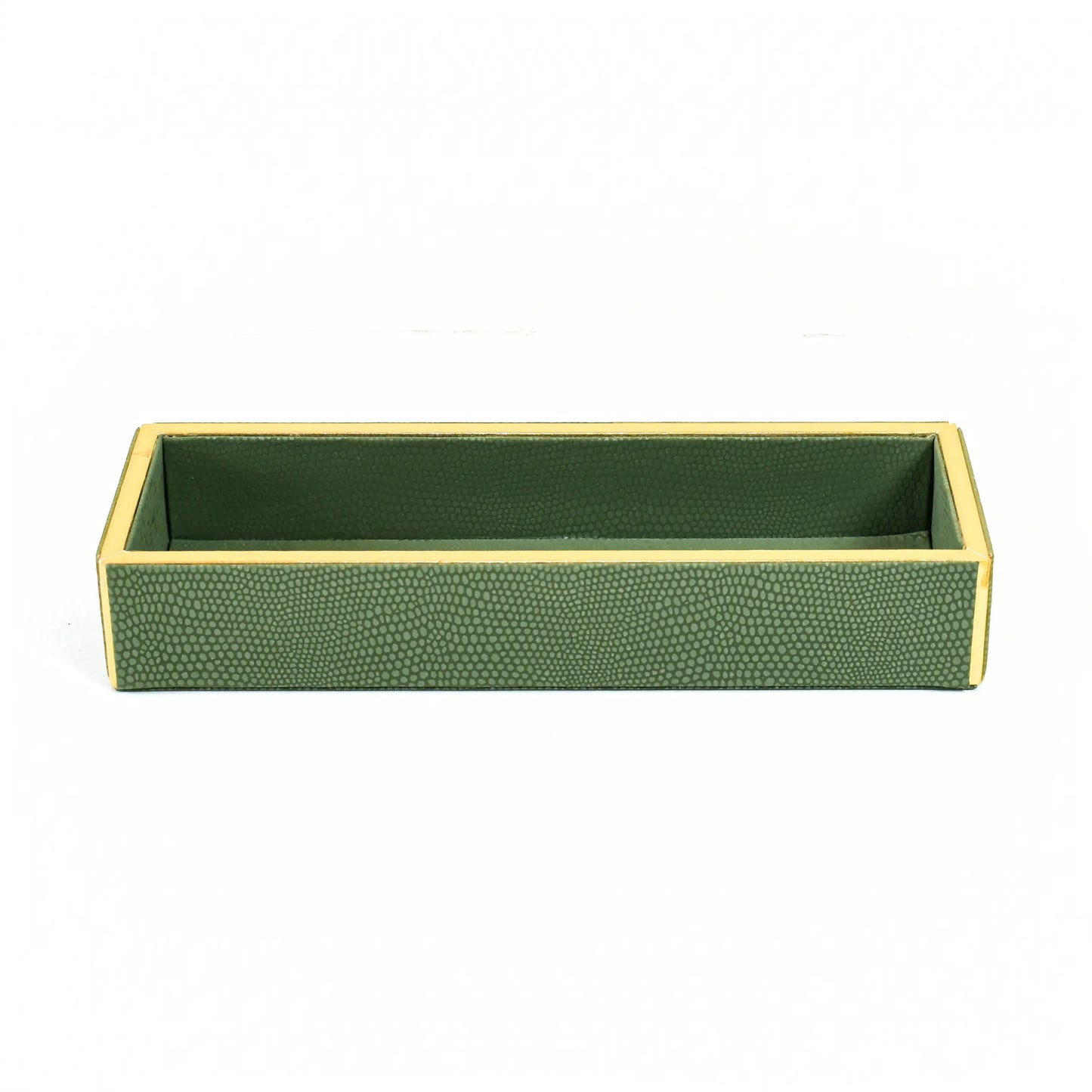 Leatherette Rectangle Long Cutlery Tray | Olive Green | Serpentine Ichkan