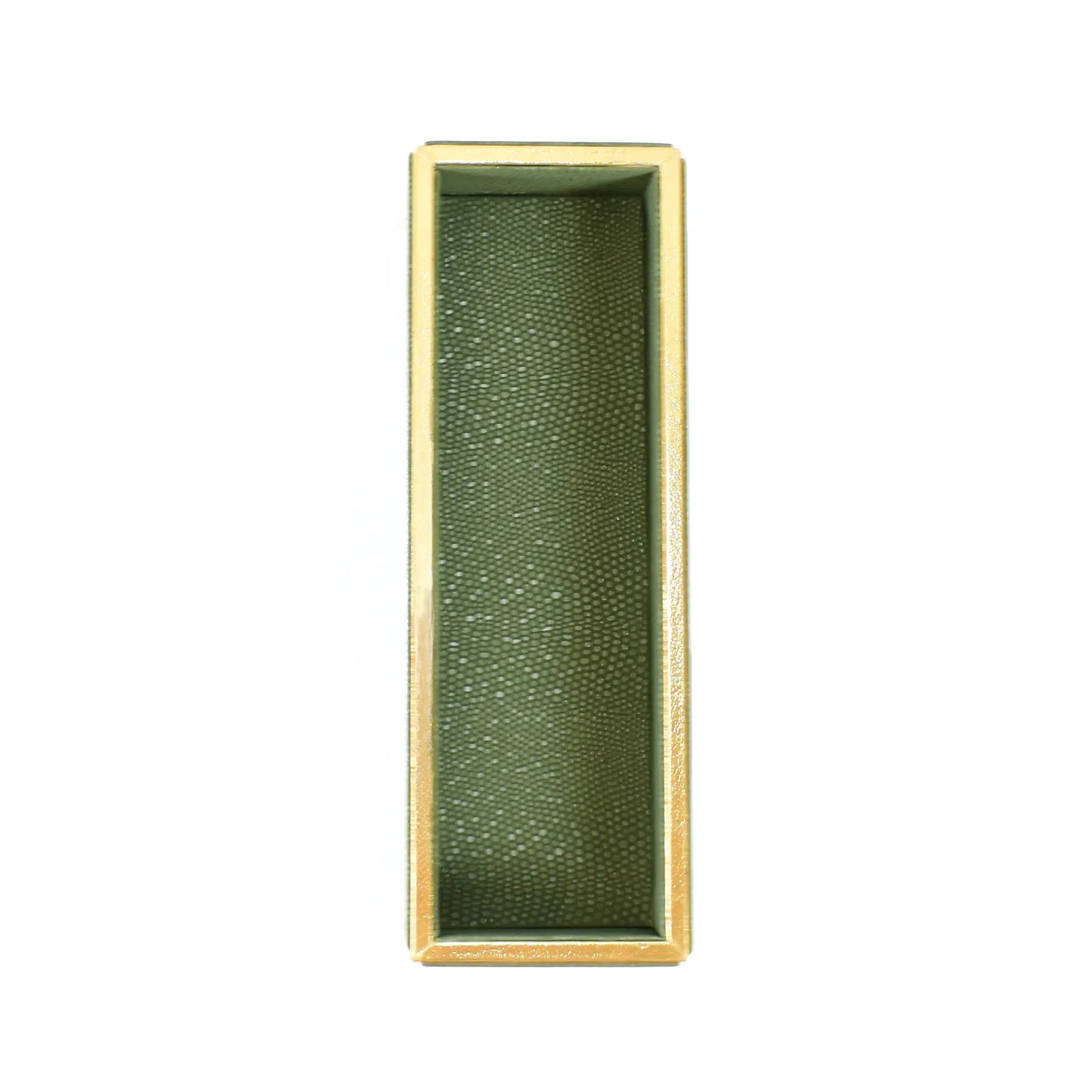 Leatherette Rectangle Long Cutlery Tray | Olive Green | Serpentine Ichkan
