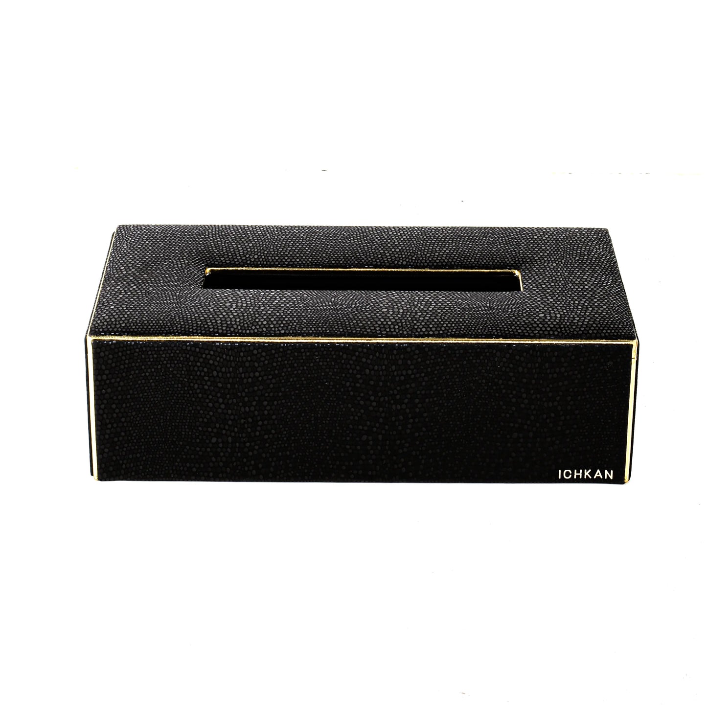 Leatherette Rectangle Tissue Box Holder | Black | Serpentine Ichkan