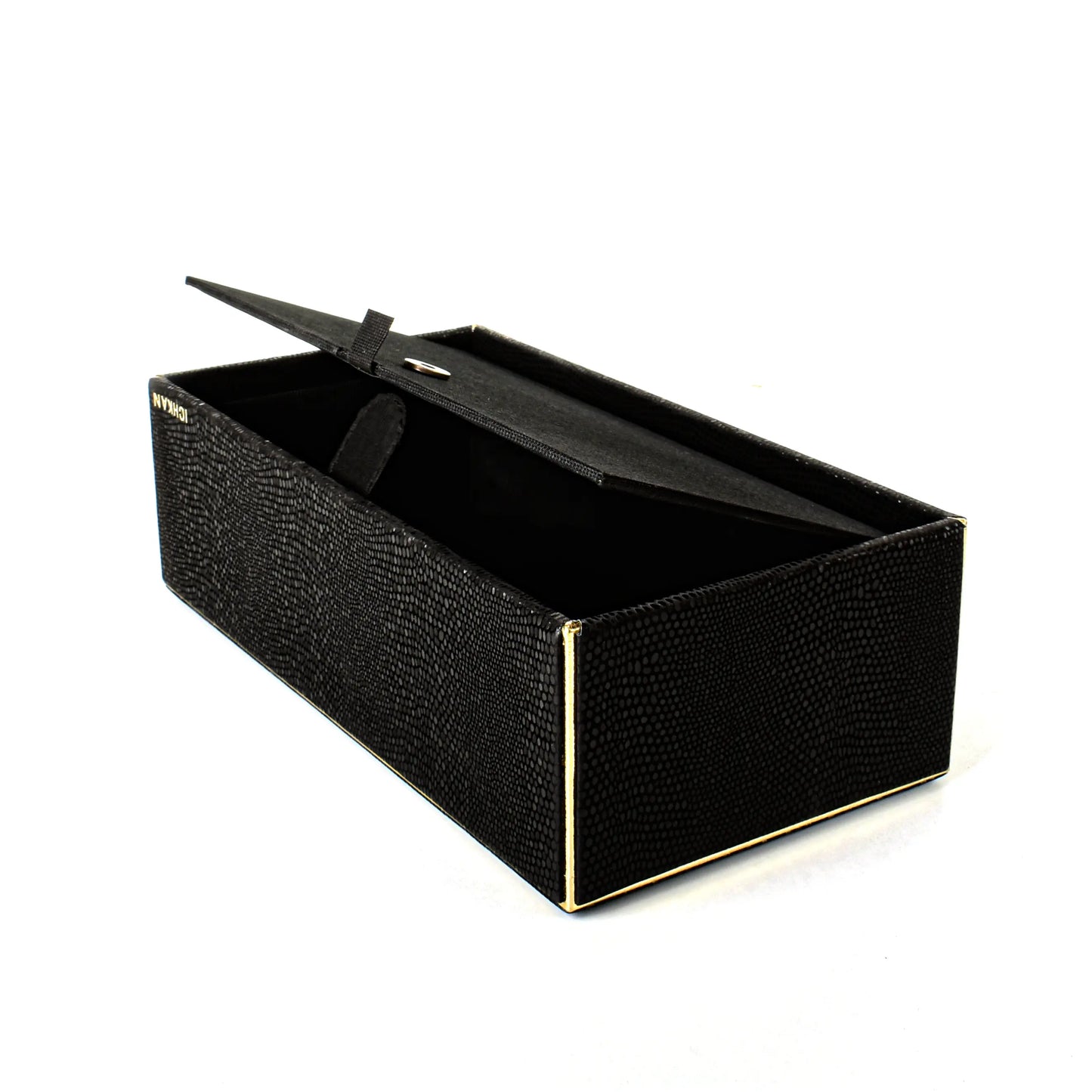 Leatherette Rectangle Tissue Box Holder | Black | Serpentine Ichkan