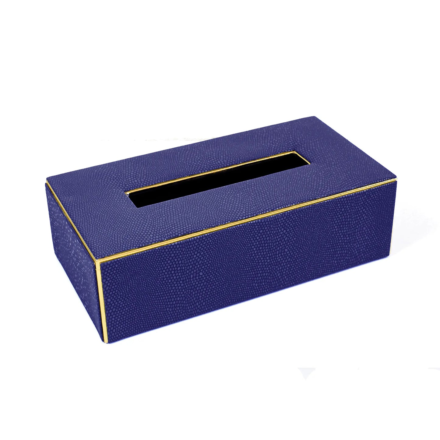 Leatherette Rectangle Tissue Box Holder | Blue | Serpentine Ichkan